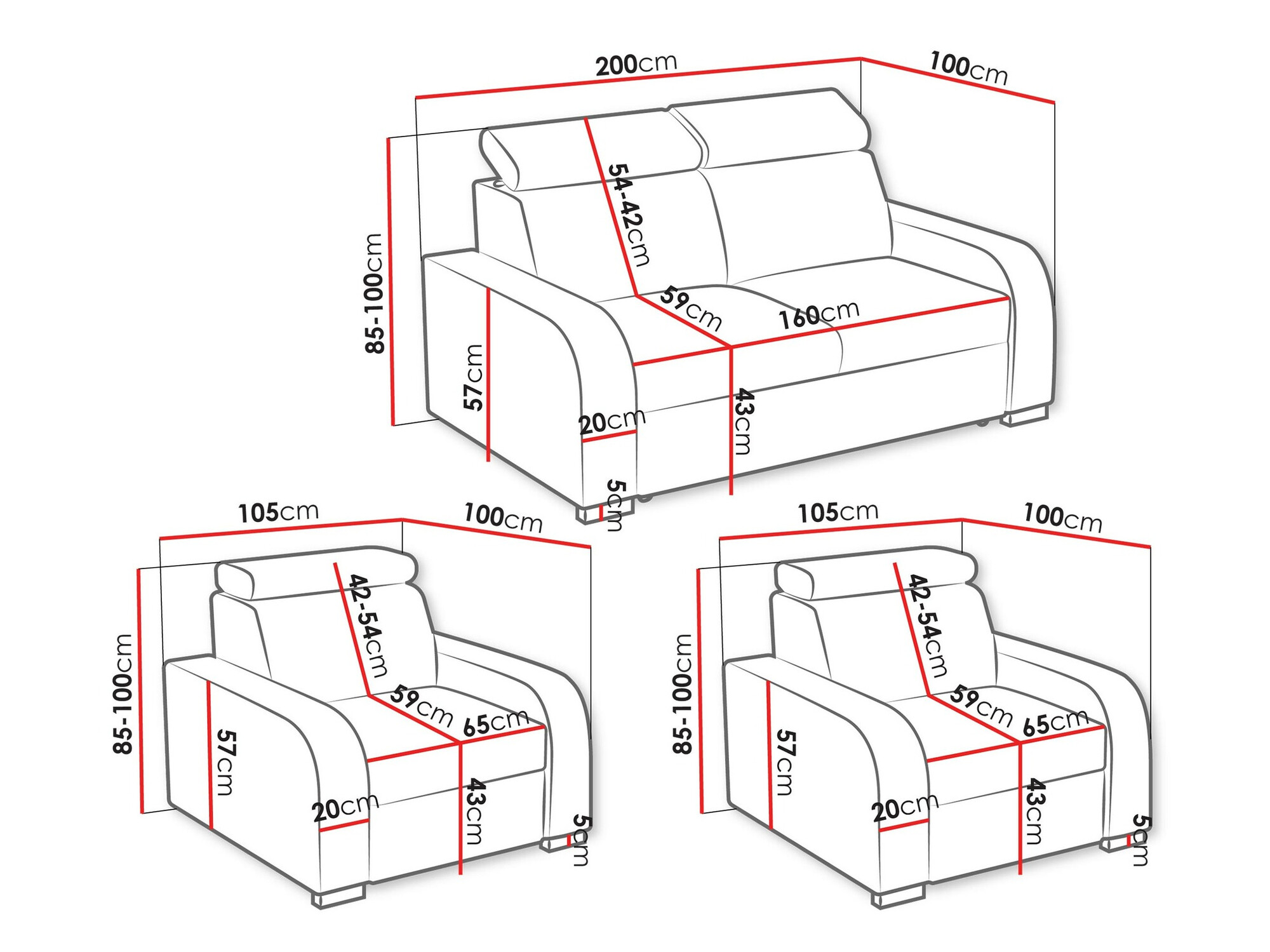 Gestoffeerde meubelset Etrcala 106 (Crown 15)