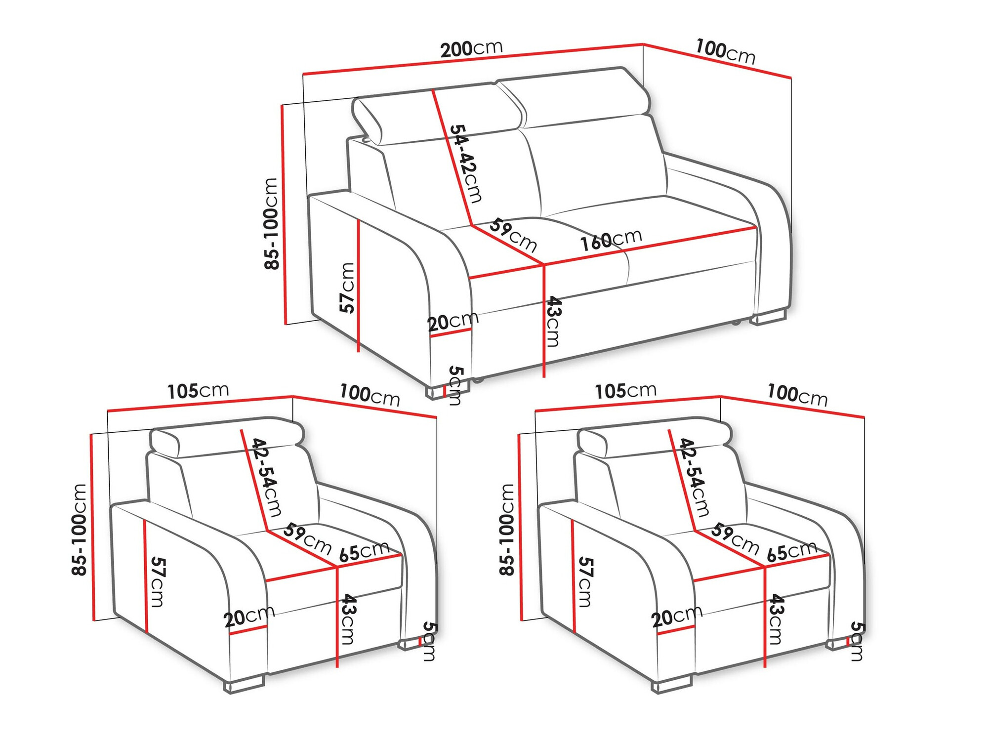 Gestoffeerde meubelset Etrcala 106 (Crown 16)