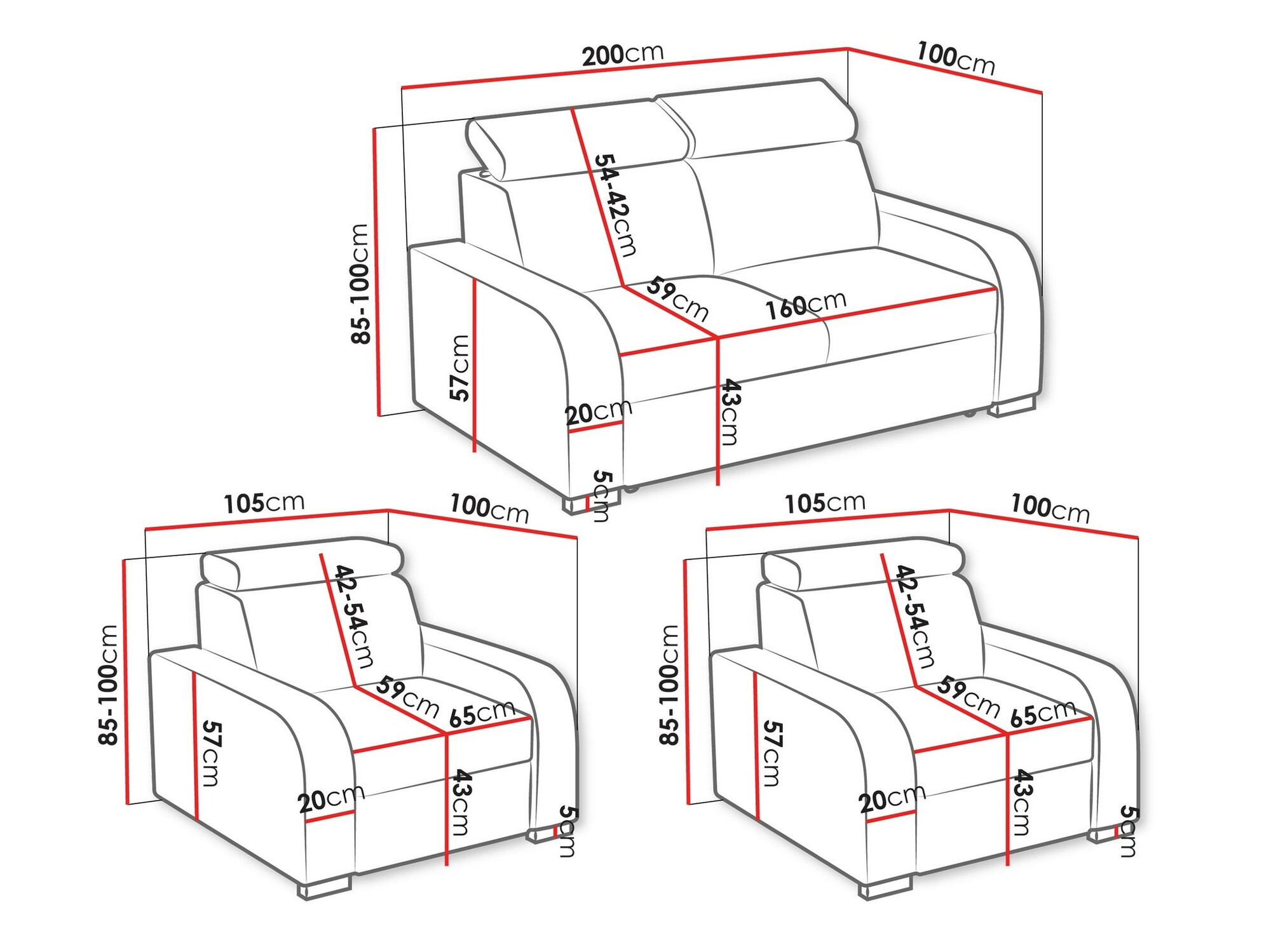 Gestoffeerde meubelset Etrcala 106 (Crown 18)