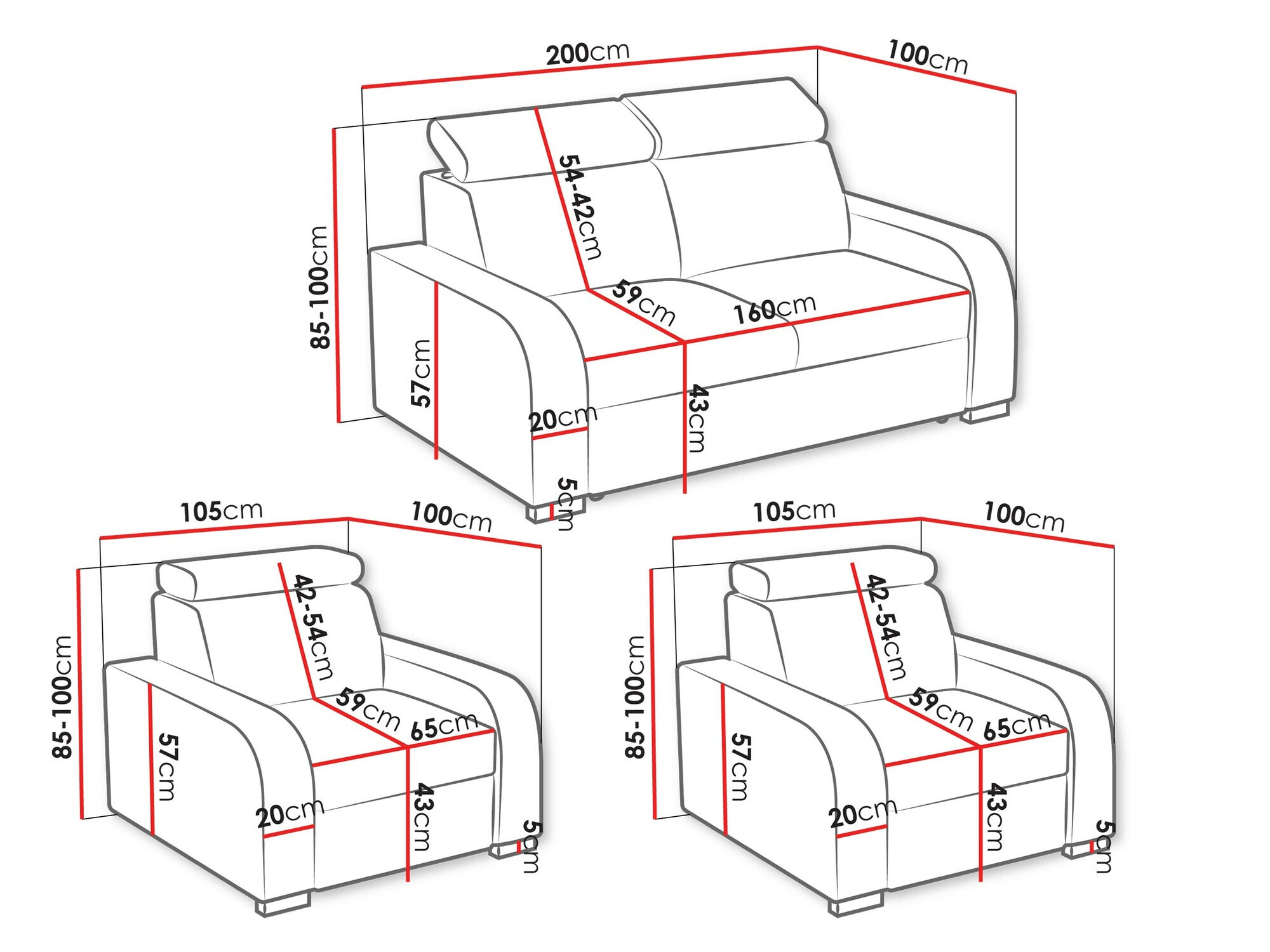 Gestoffeerde meubelset Ovos (Crown 17)