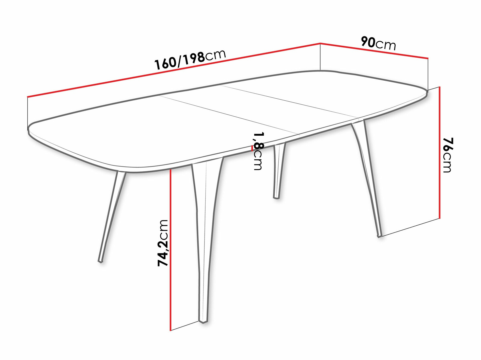 Tafel Oswego 131 (Zwart marmer)