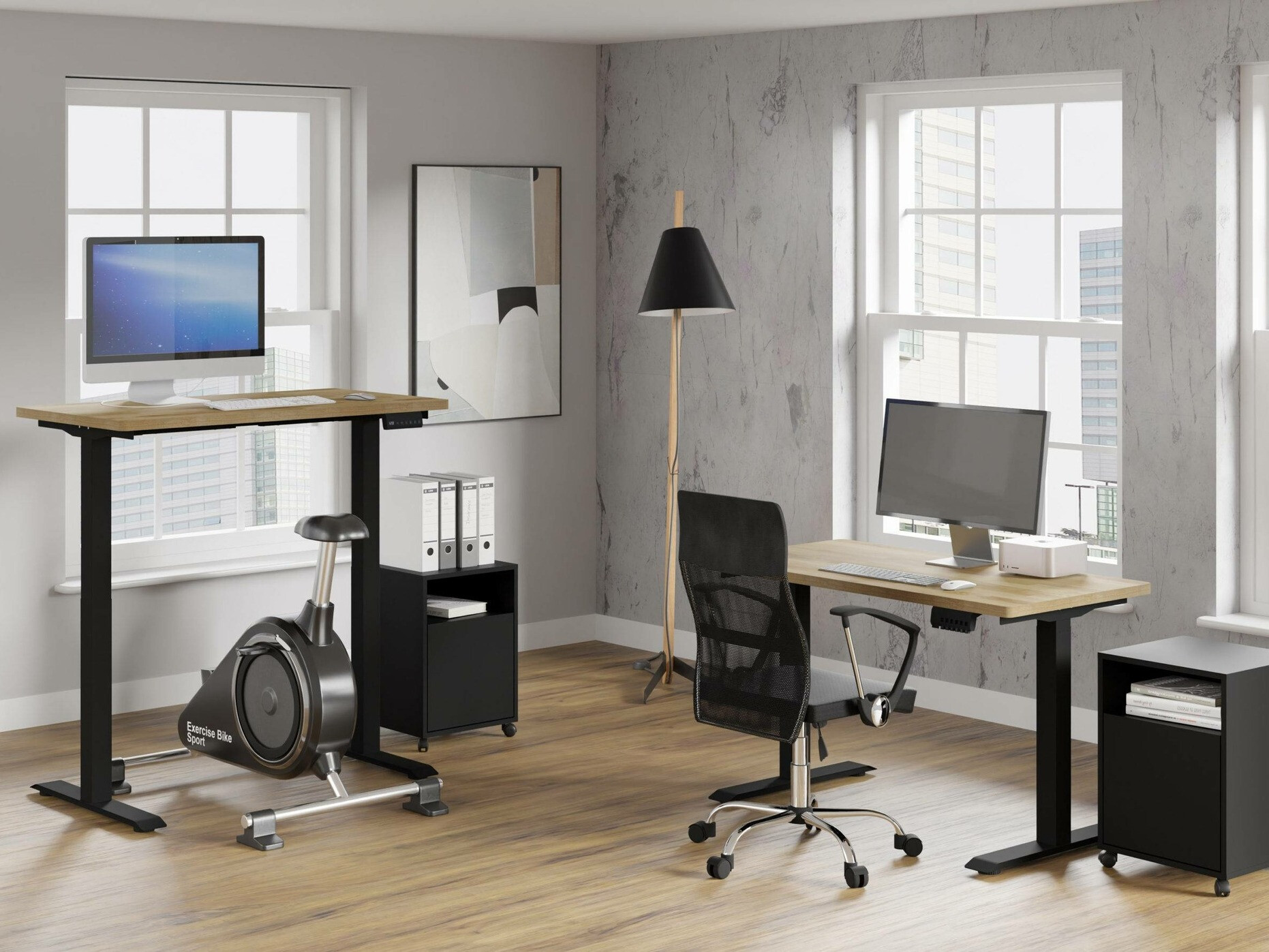 In hoogte verstelbaar bureau Buffalo 187 (Zwart)