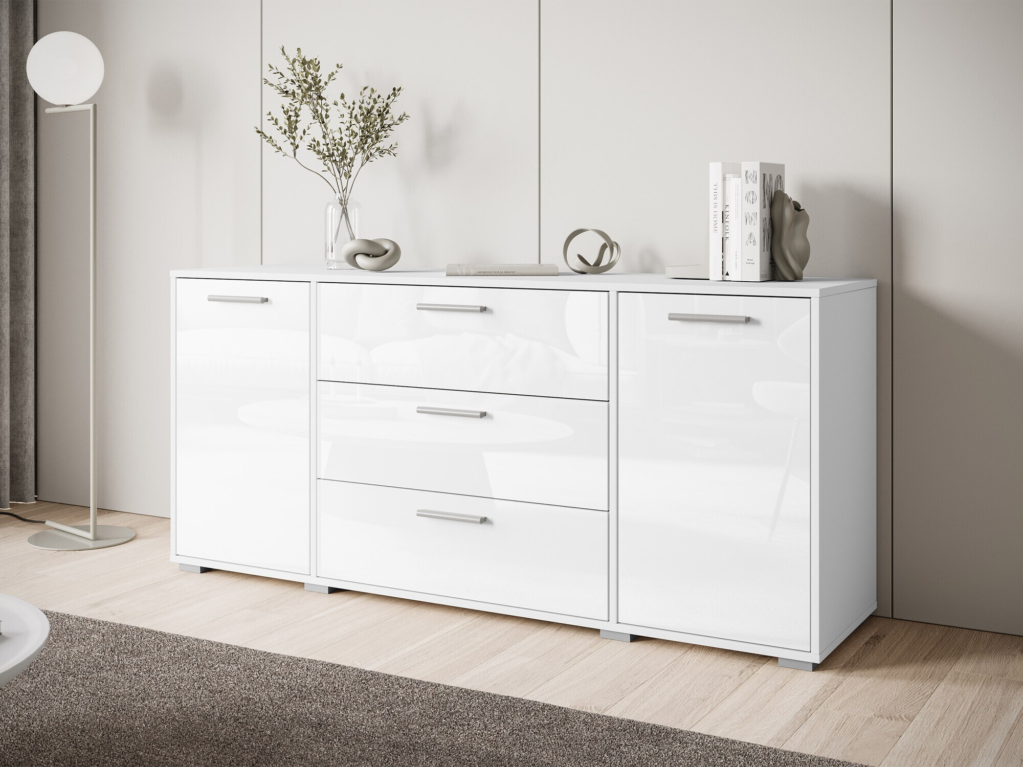 Ladekast Sarasota 174 (Wit + Glanzend wit)