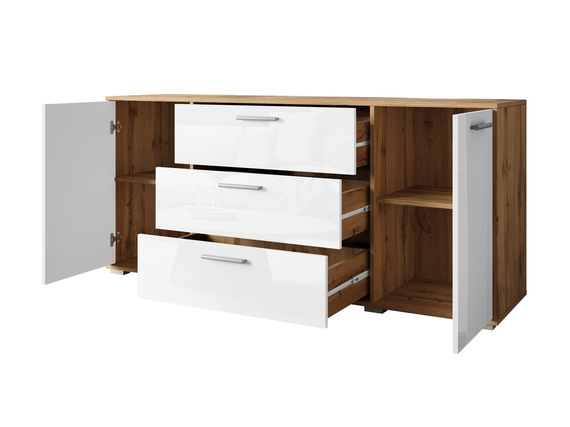 Ladekast Sarasota 174 (Wit + Glanzend wit)