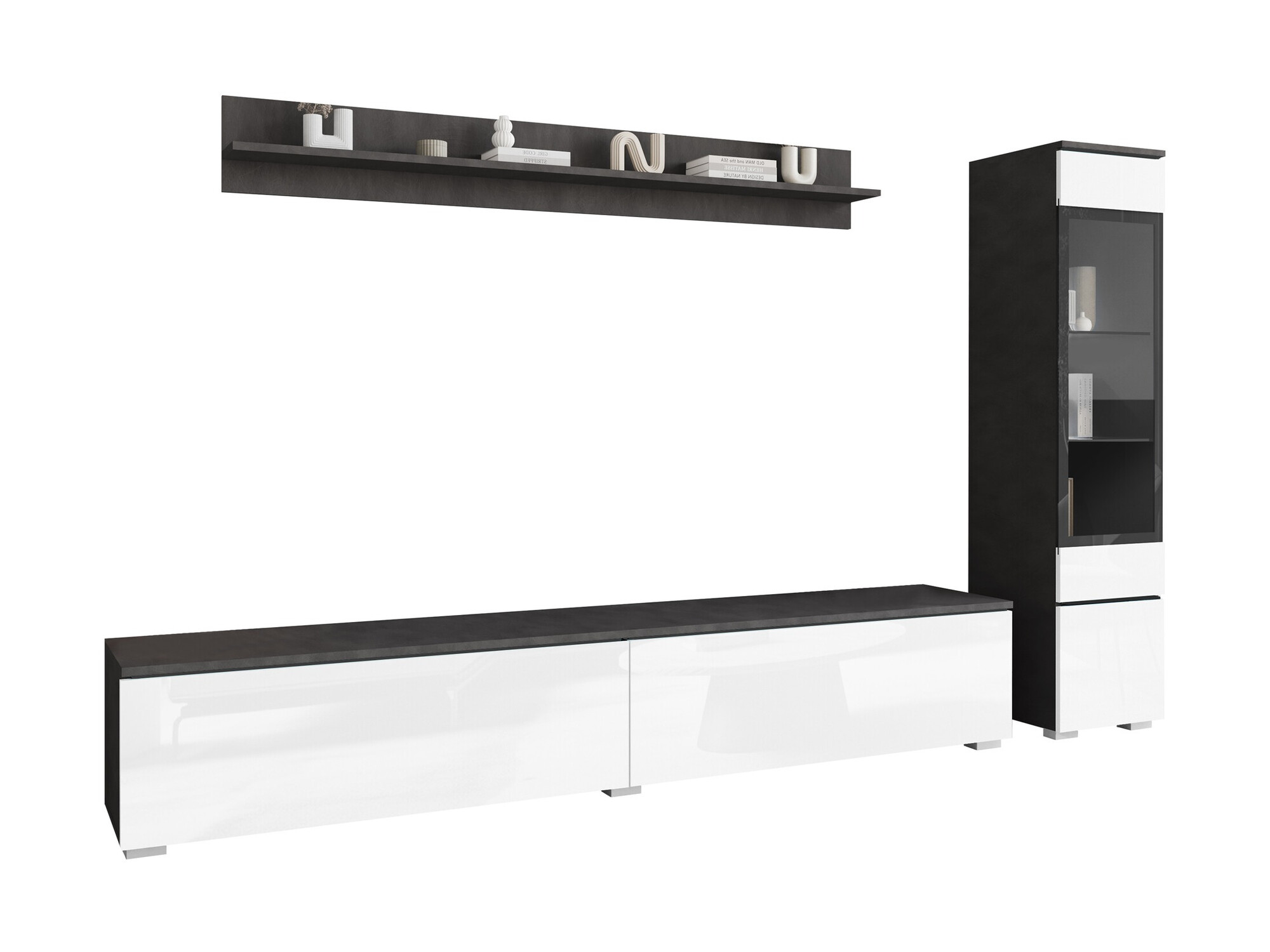 Woonkamerset Sarasota 125 (Matera grijs + Glanzend wit)