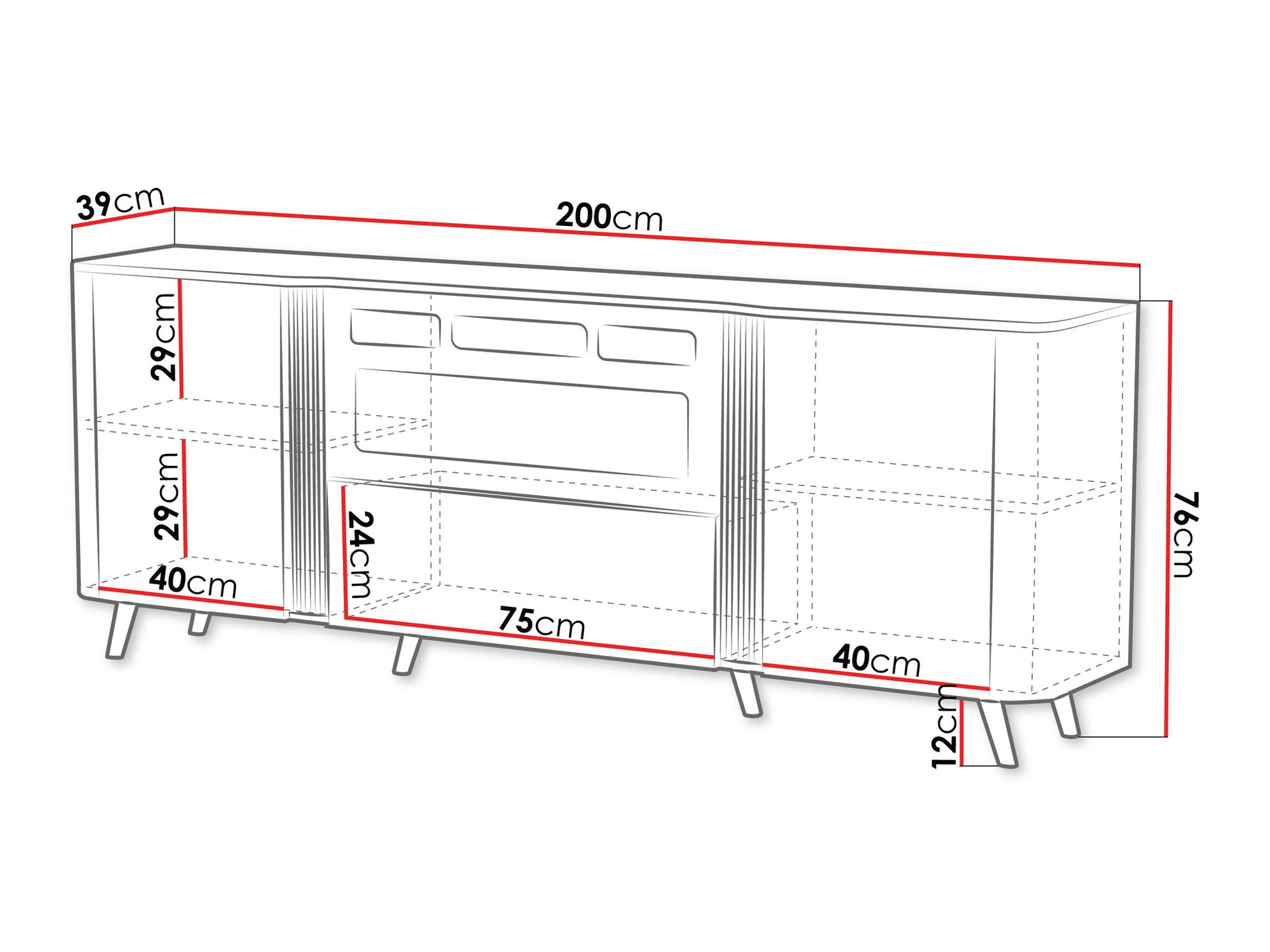 Dressoir Charlotte 202 (Zwart)