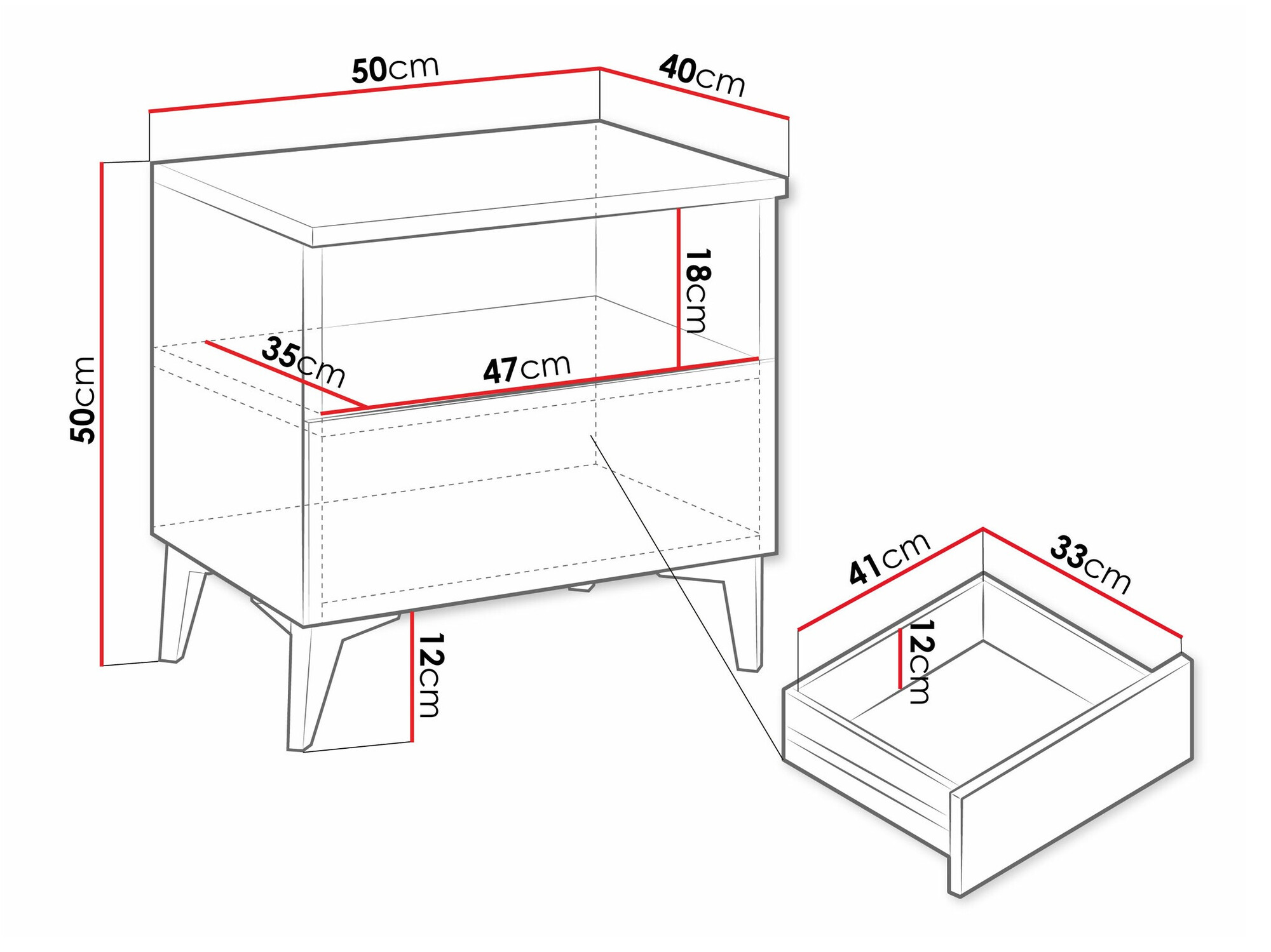 Nachtkastje Comfivo Virfera 105 (Wit + Glanzend wit)