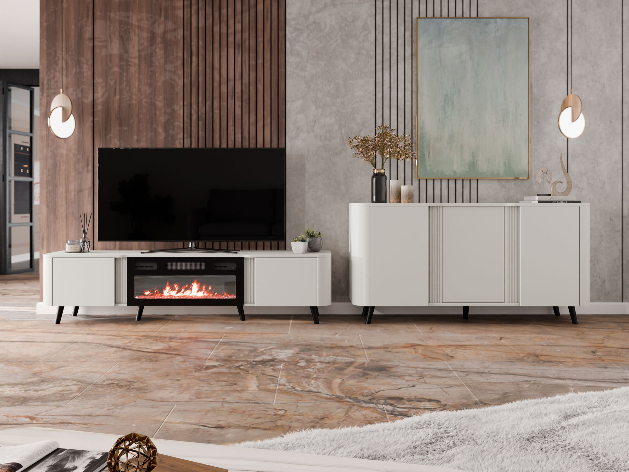 TV-meubel Charlotte 203 (Kasjmier + Zwart)