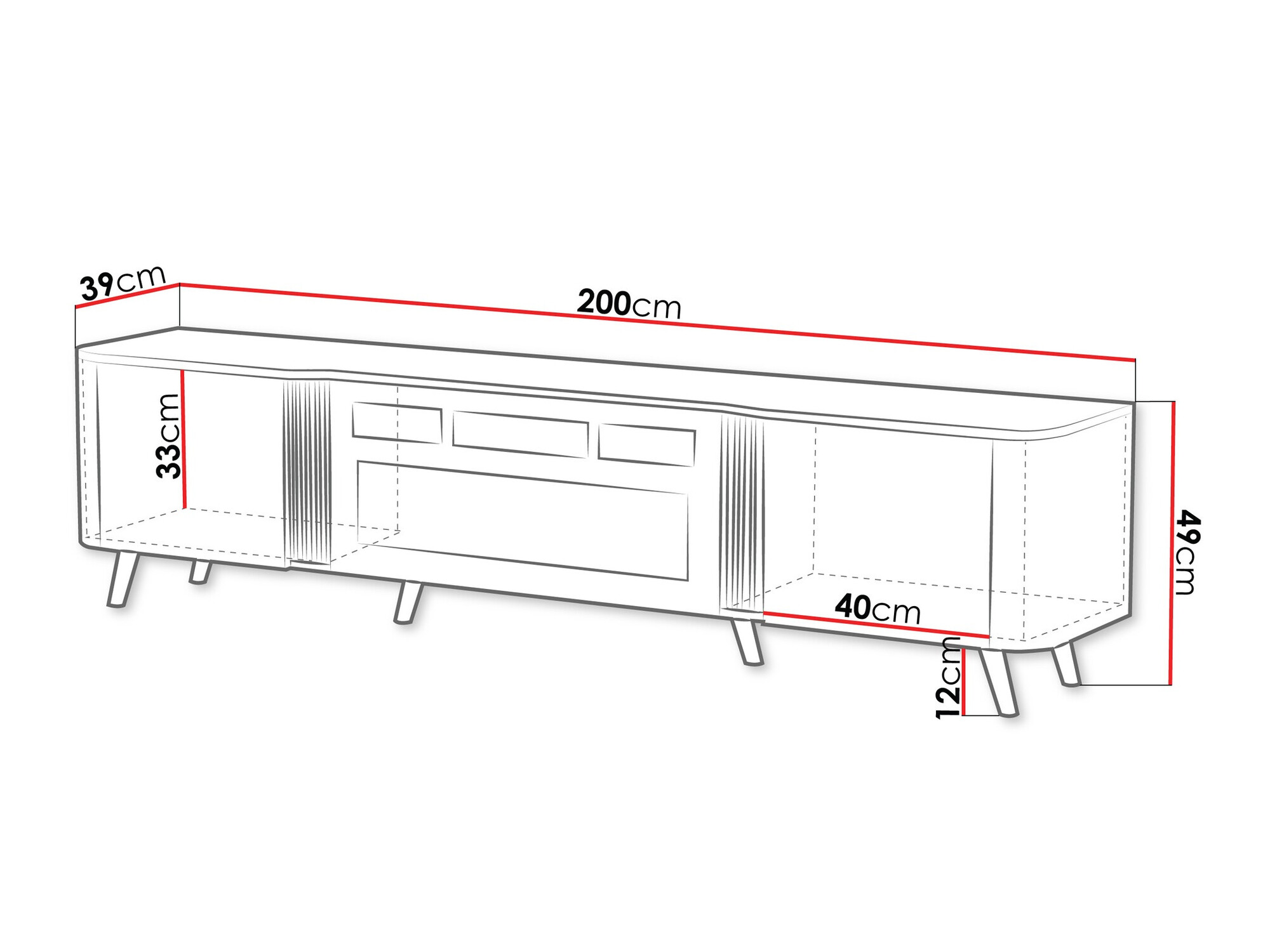 TV-meubel Charlotte 203 (Zwart + Notenhout)