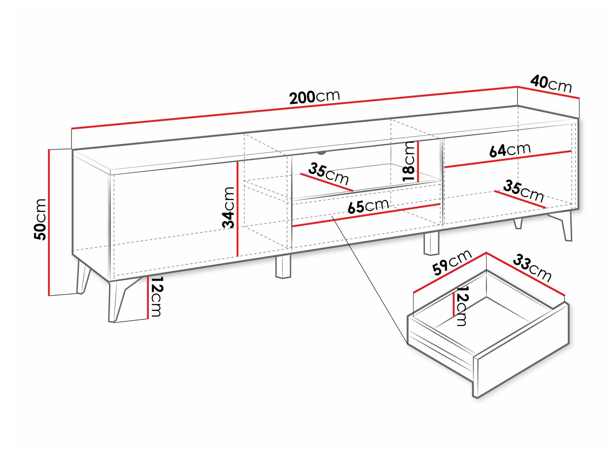 TV-meubel Comfivo Virfera 102 (Wit + Glanzend wit)