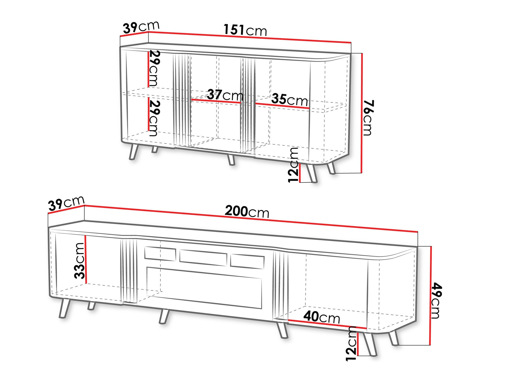 Woonkamerset Charlotte 204 (Zwart + Notenhout)