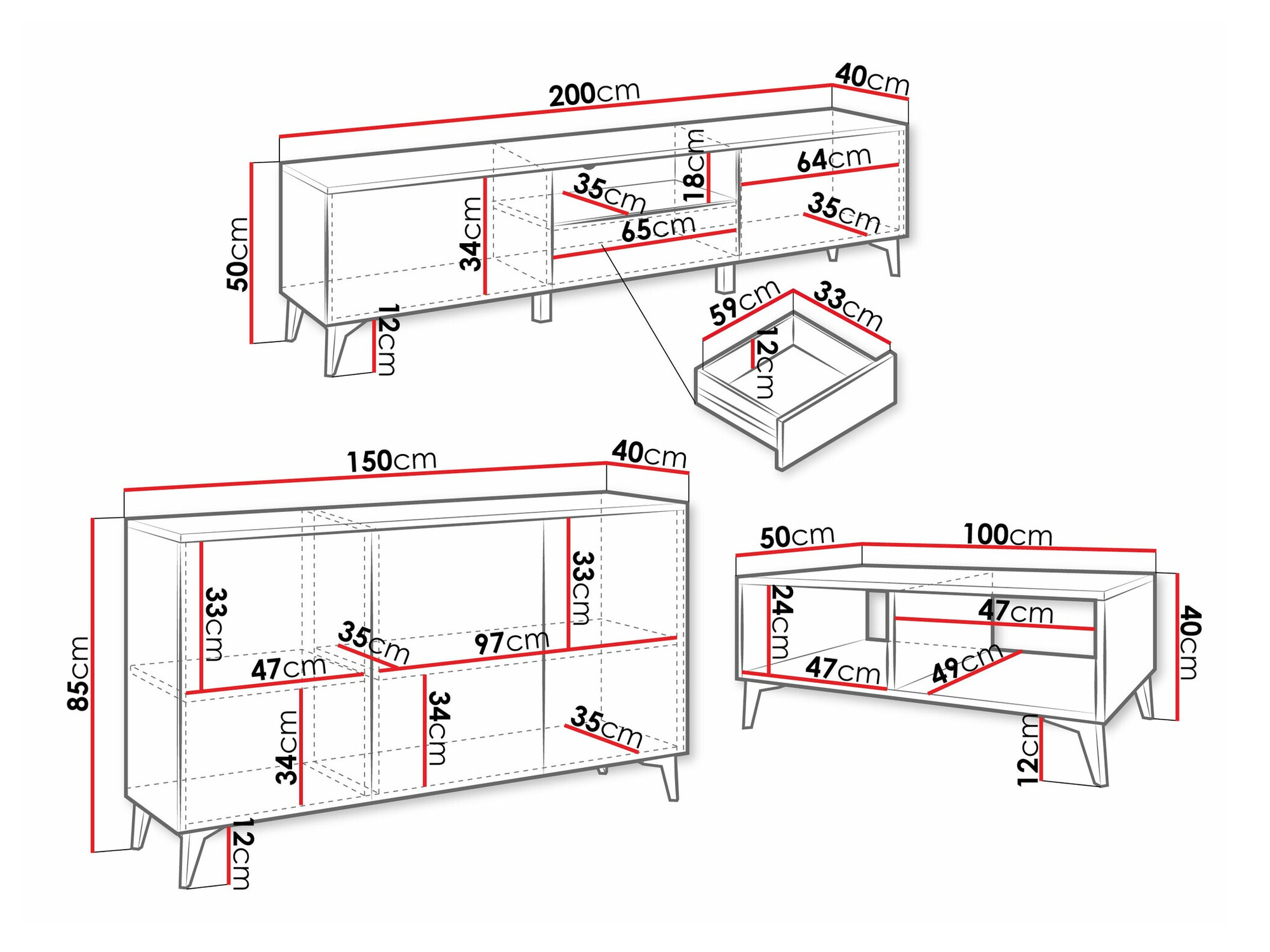Woonkamerset Comfivo Virfera 106 (Wit + Glanzend wit)