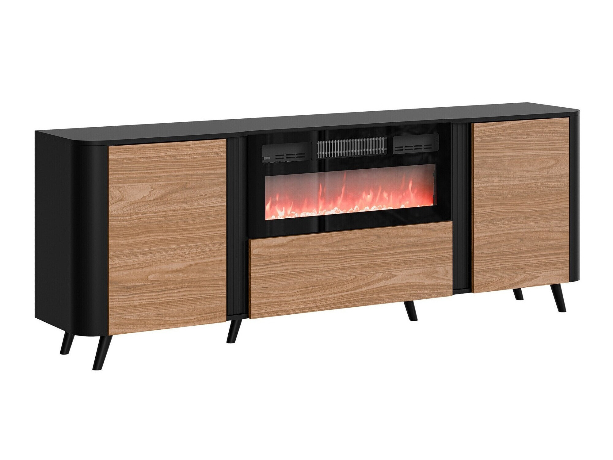 Dressoir Modus I (Zwart + Notenhout)