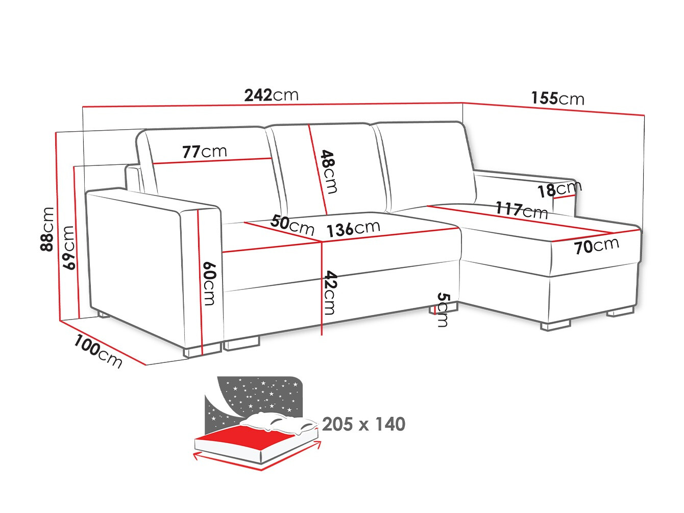 Hoekbank Columbus 187 (Neve 3)