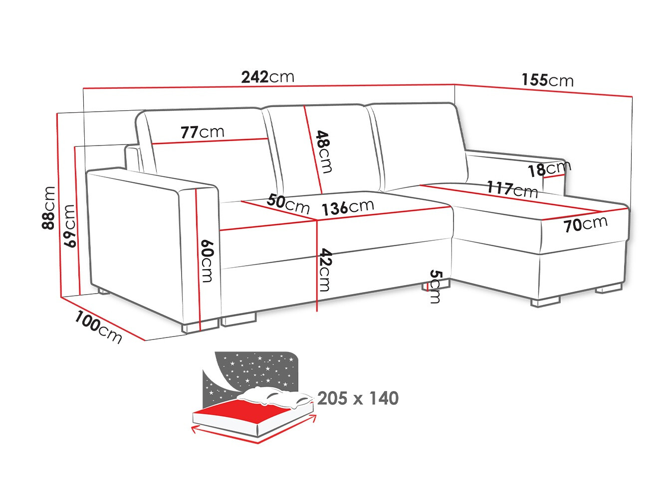 Hoekbank Columbus 187 (Neve 85)