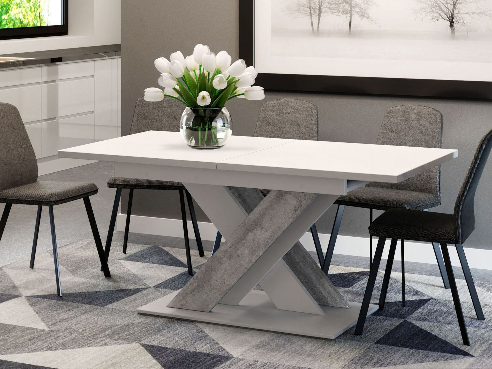 Tafel Decium (Wit + Beton)