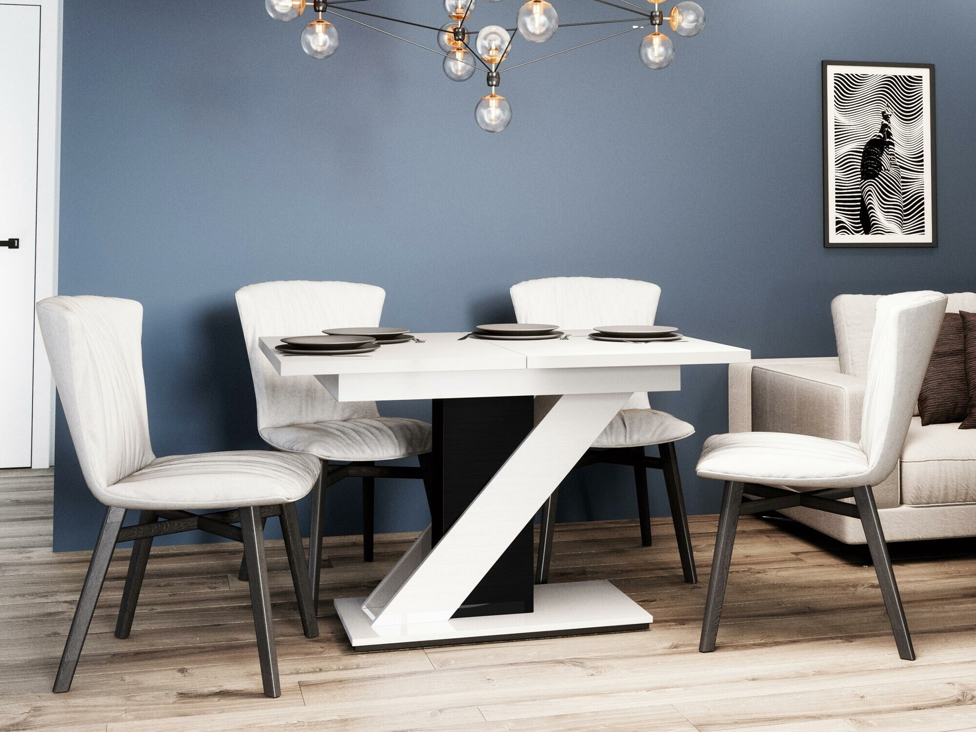 Tafel Goodyear 105 (Glanzend wit + Glanzend zwart)