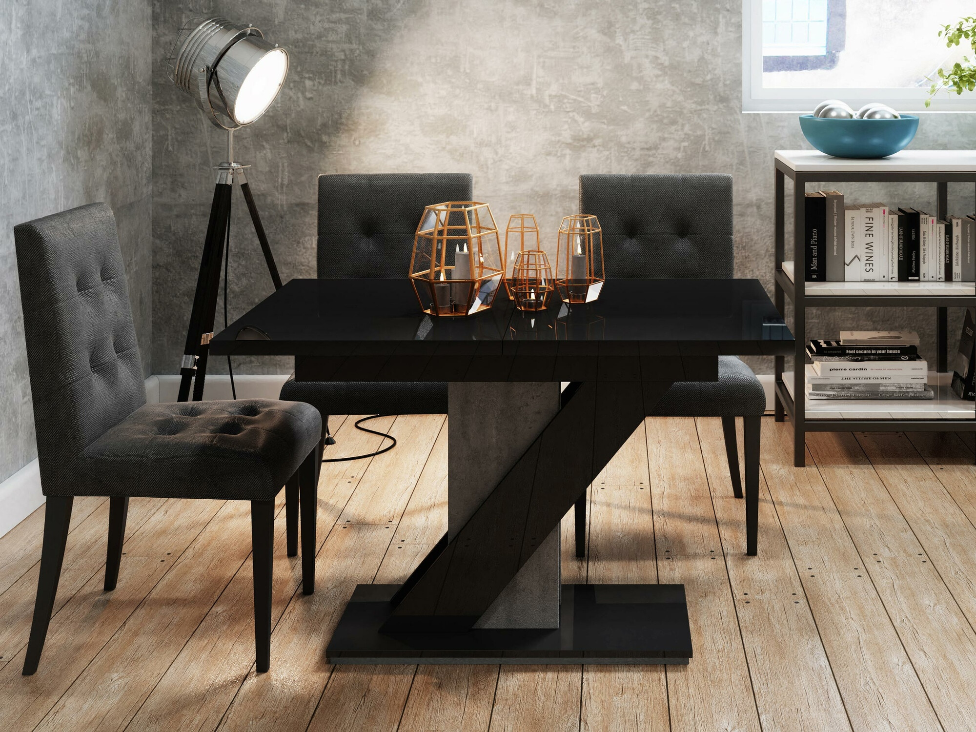 Tafel Goodyear 105 (Glanzend zwart + Beton)