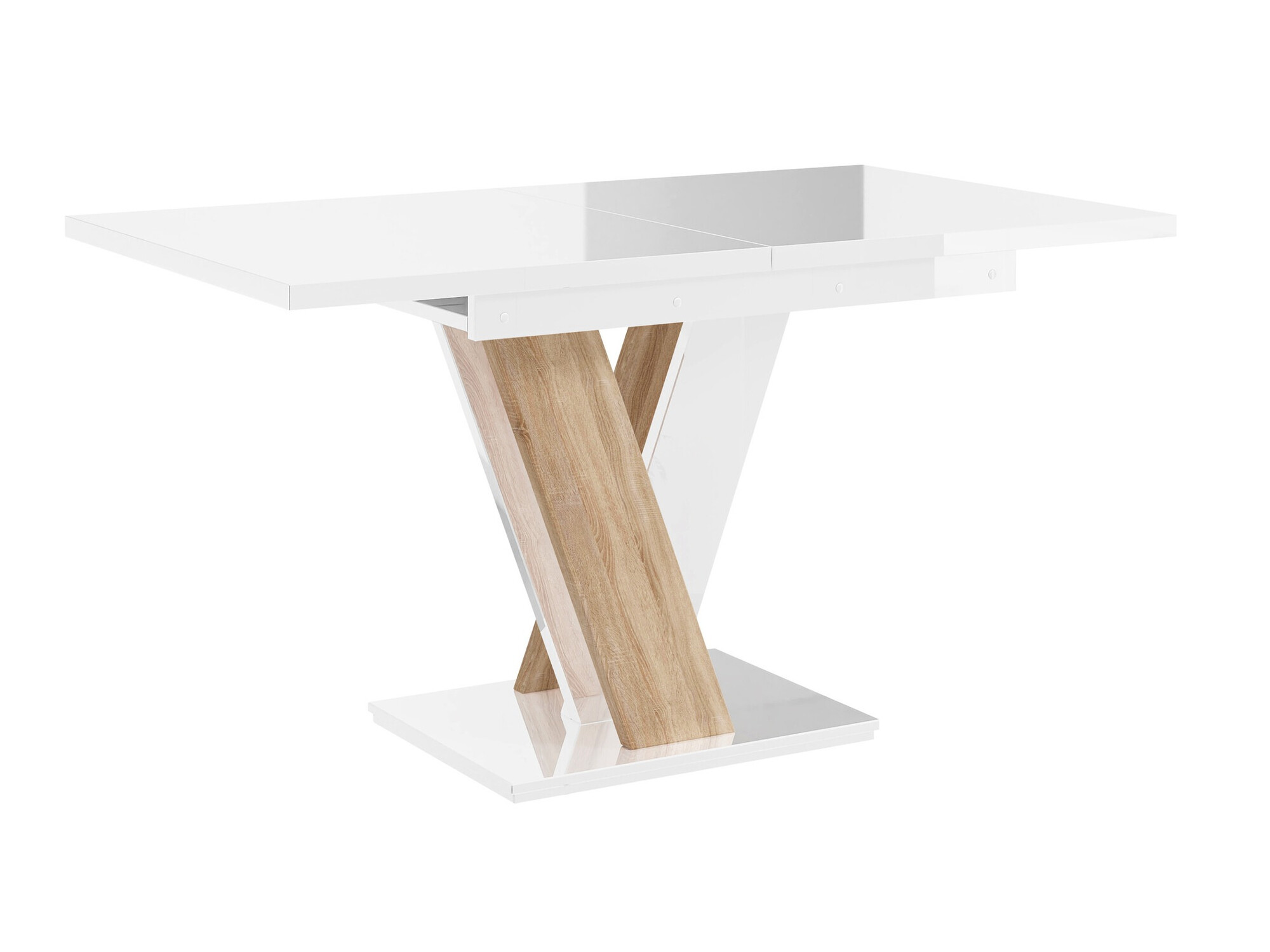 Tafel Musus (Glanzend wit + Sonoma eik)