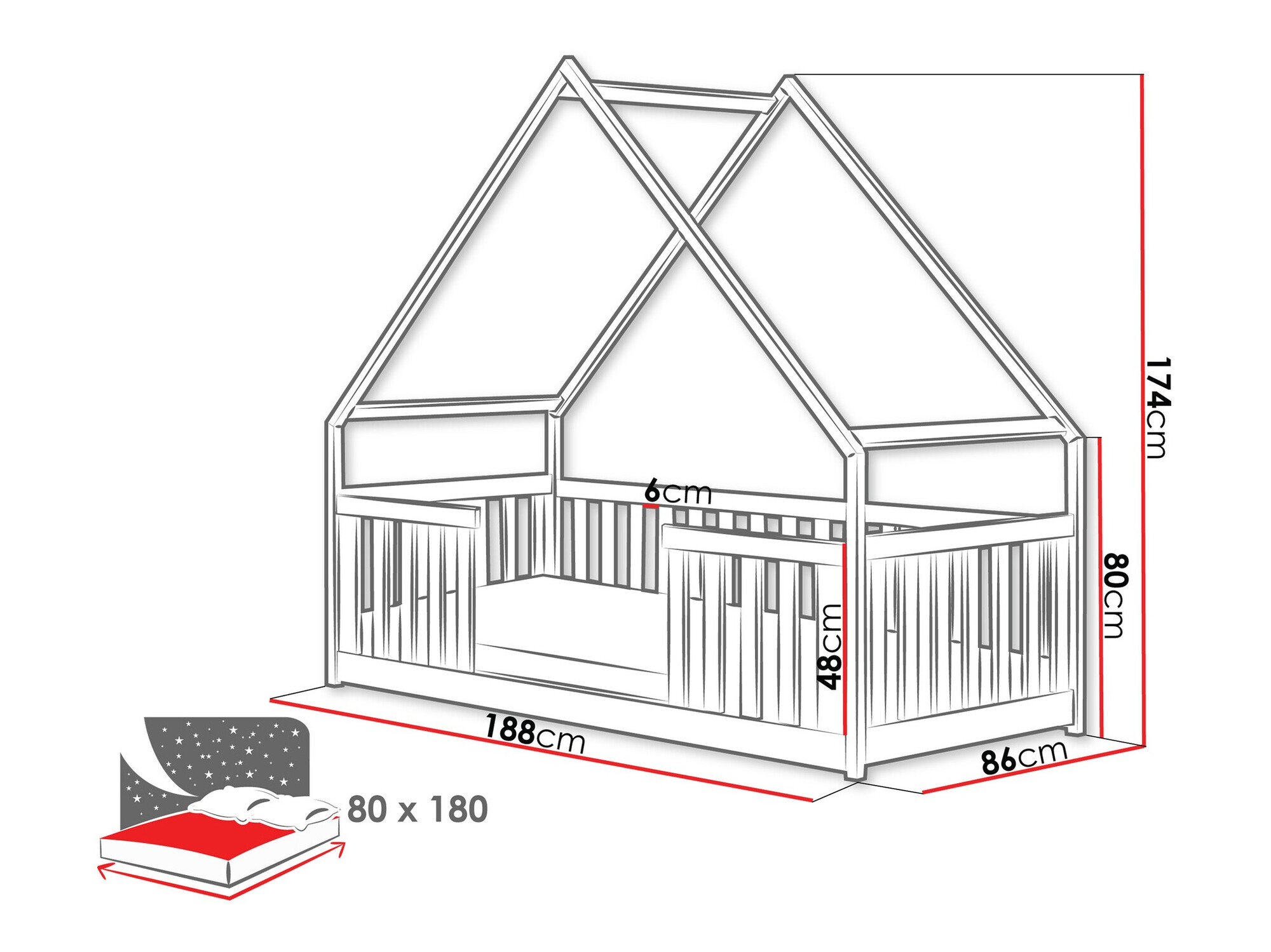Bed Vista 114 (Grijs)