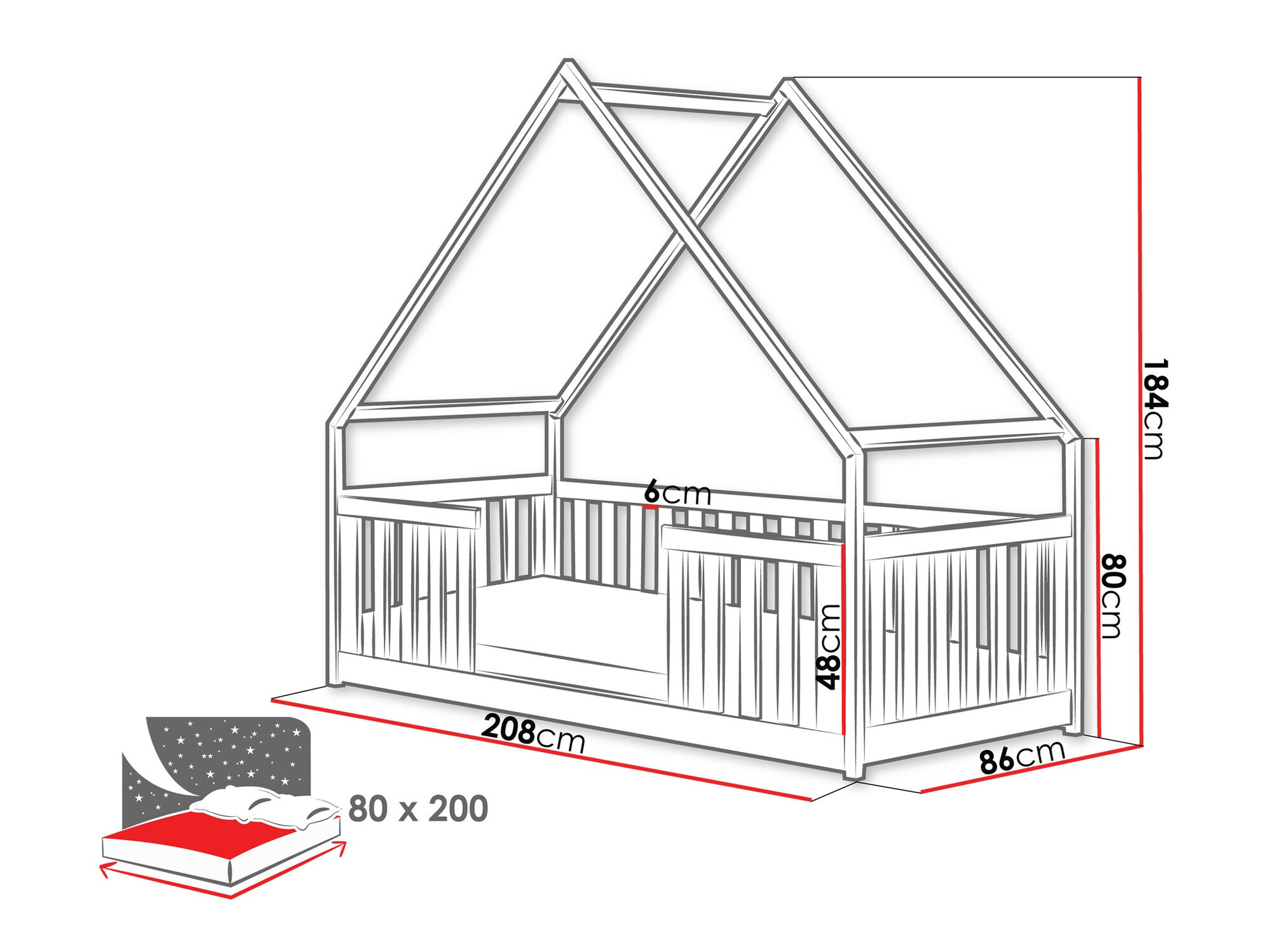 Bed Vista 114 (Grijs)