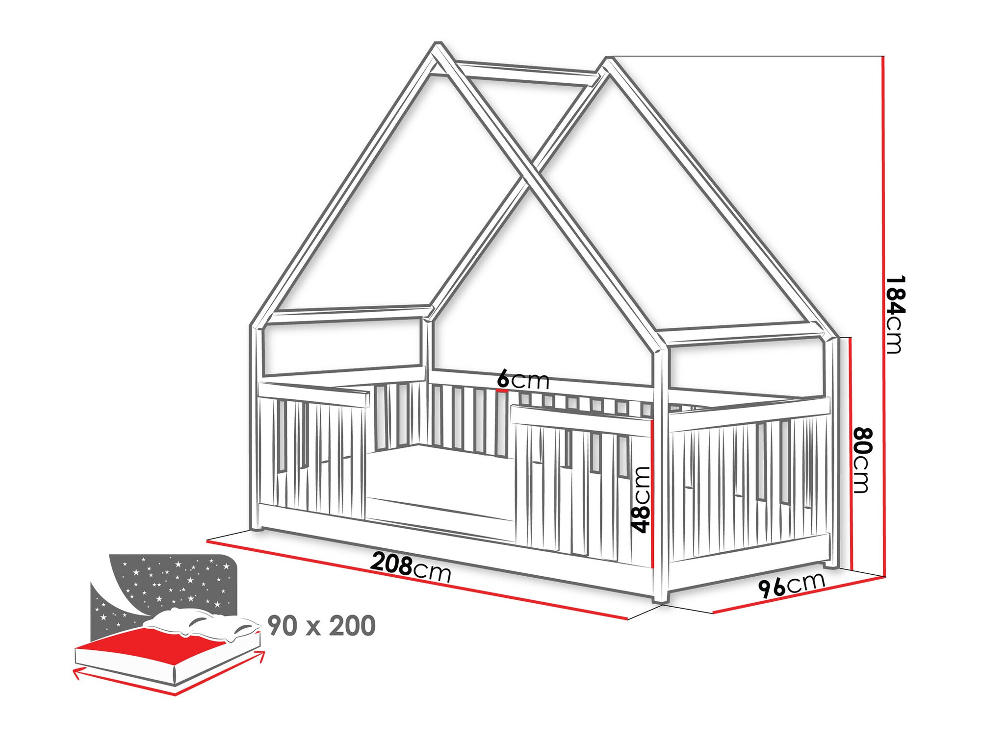 Bed Vista 114 (Grijs)