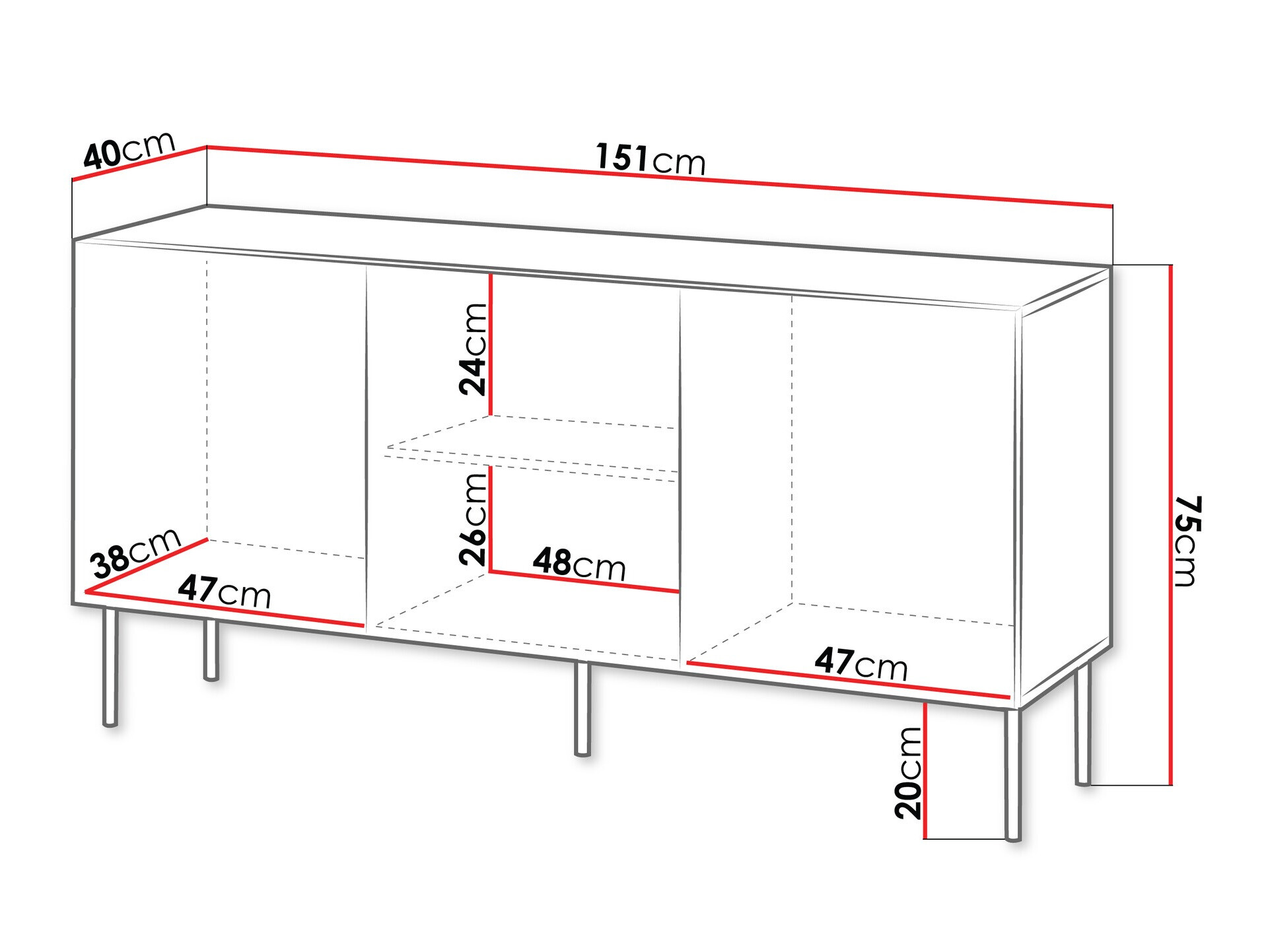 Dressoir Evavese 100 (Zwart)