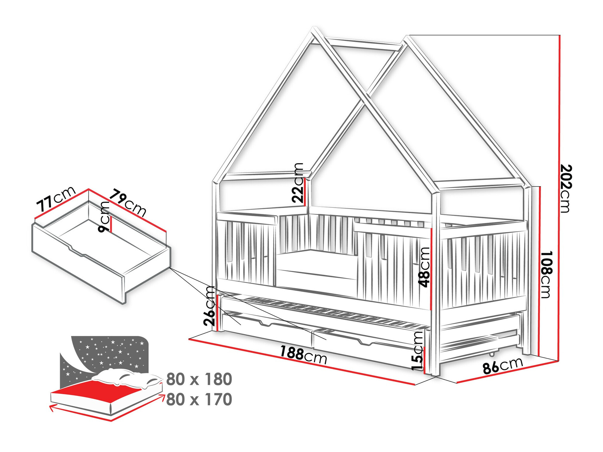 Bed Vista 115 (Grijs)
