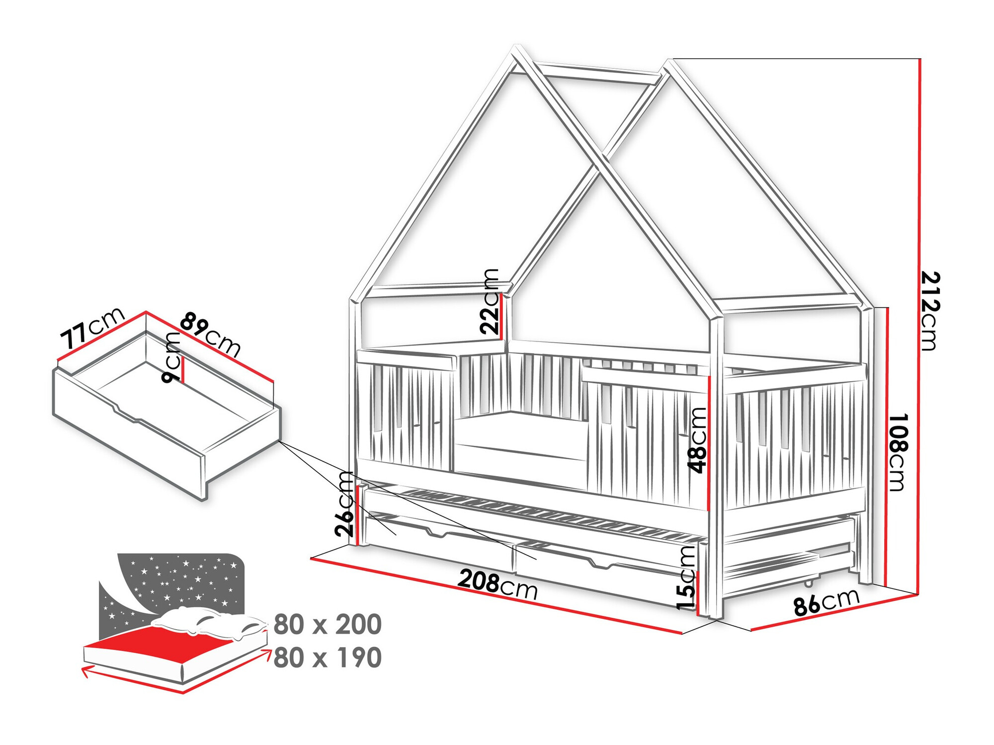 Bed Vista 115 (Grijs)