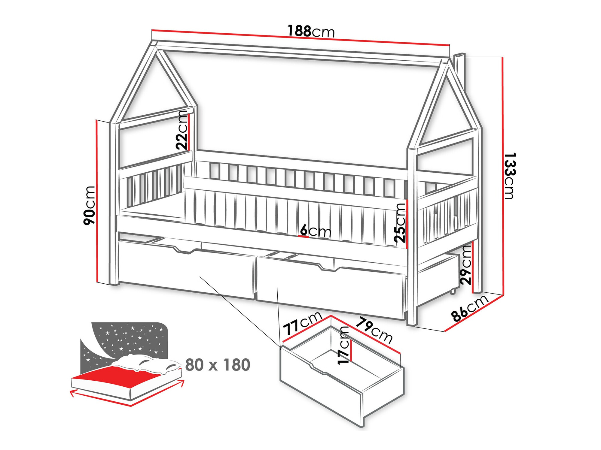 Bed Vista 116 (Grijs)