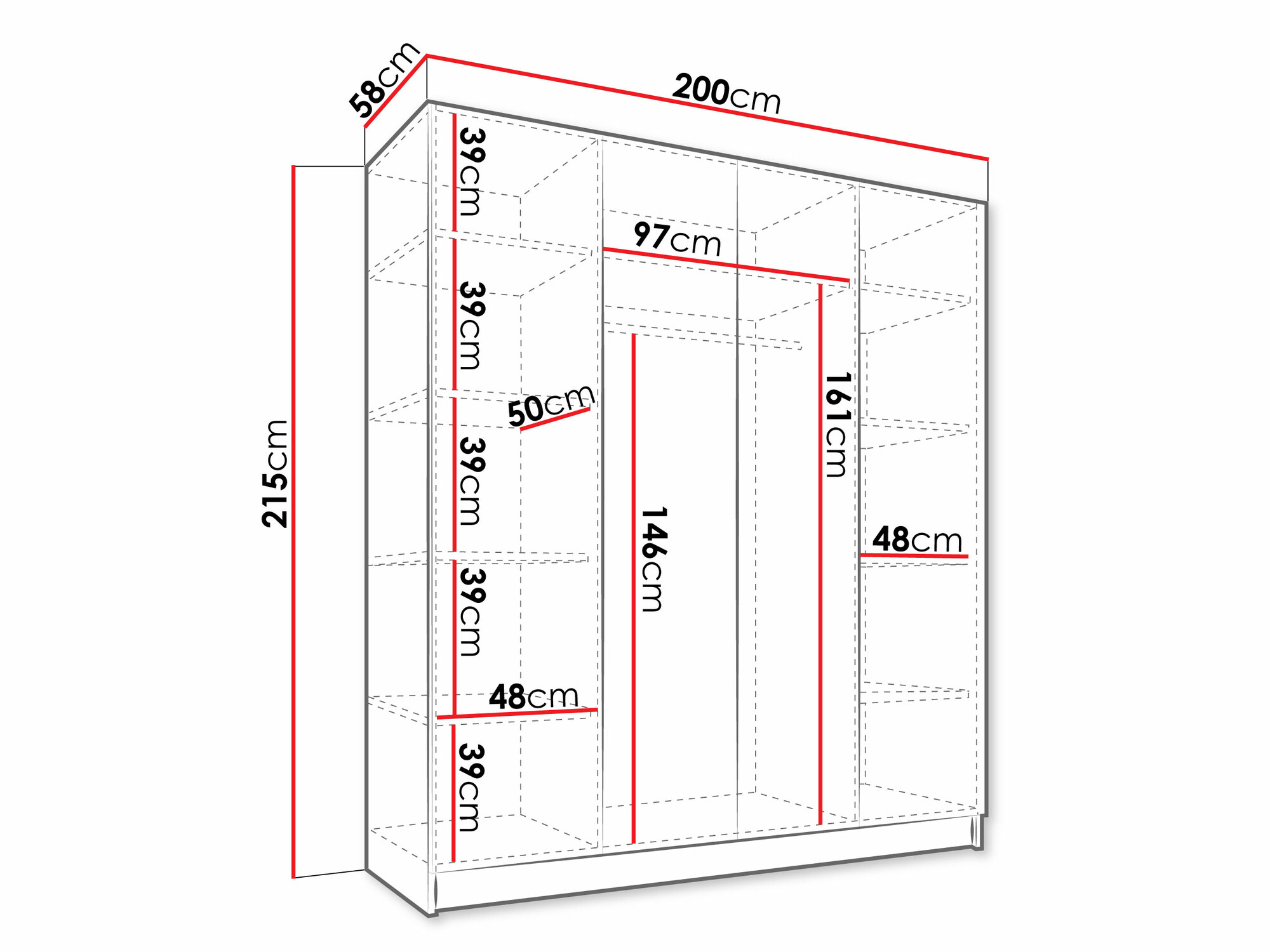 Kledingkast Closico 192 (Wit + Gouden)