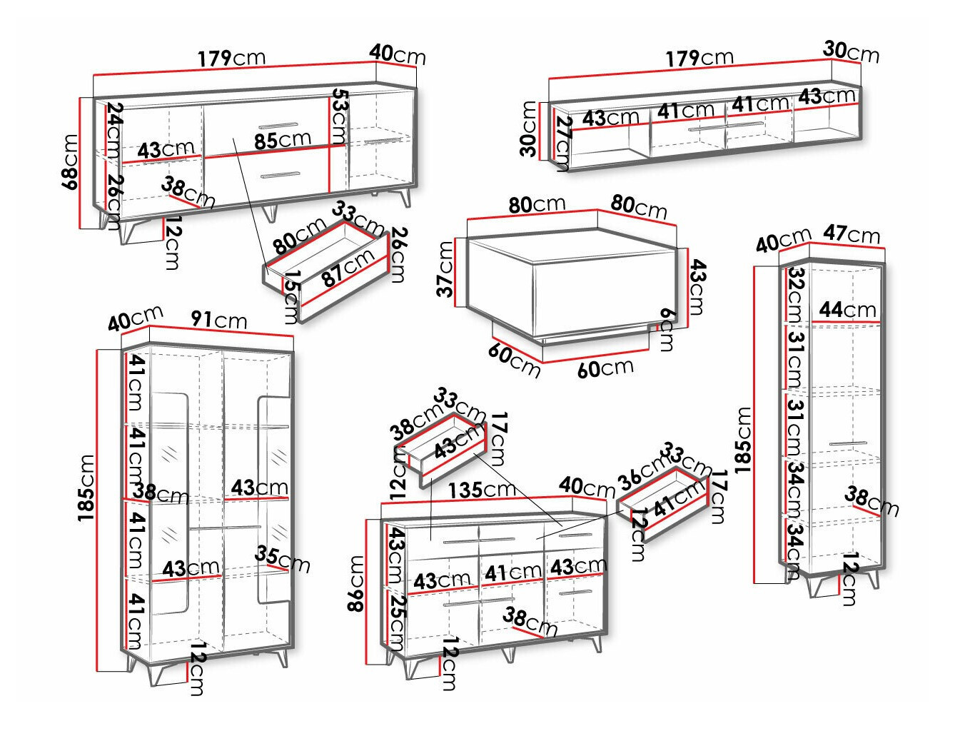 Woonkamerset Avimora 112 (Notenhout)