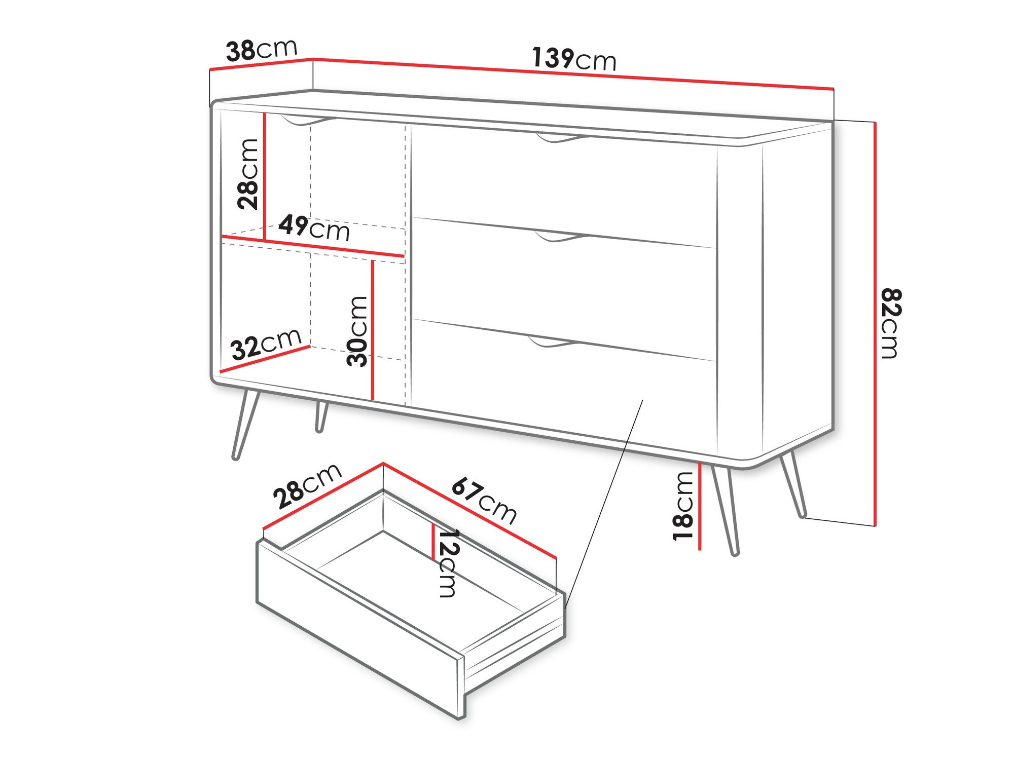 Ladekast Versoe 100 (Grafiet)
