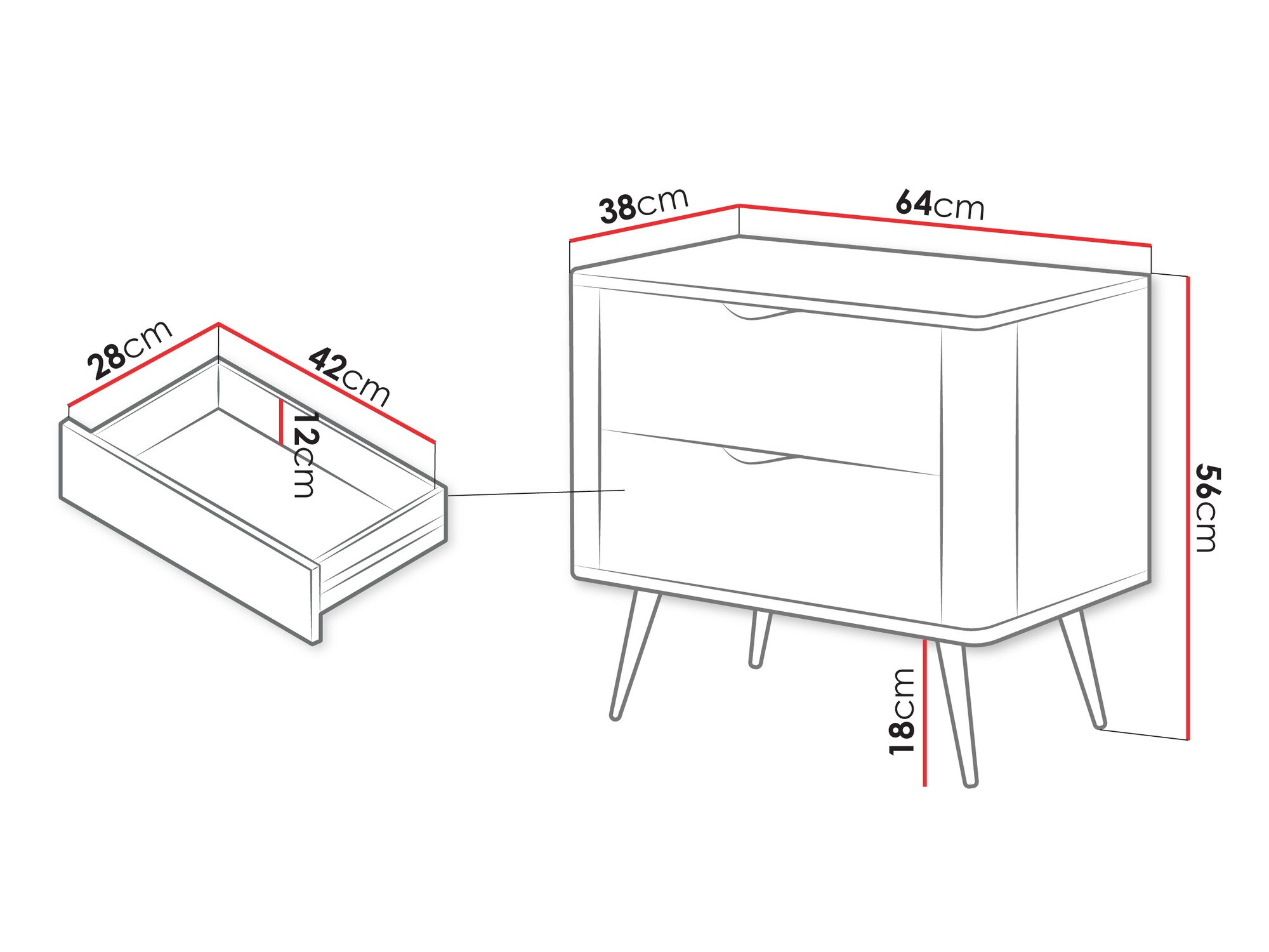 Nachtkastje Versoe 106 (Grafiet)