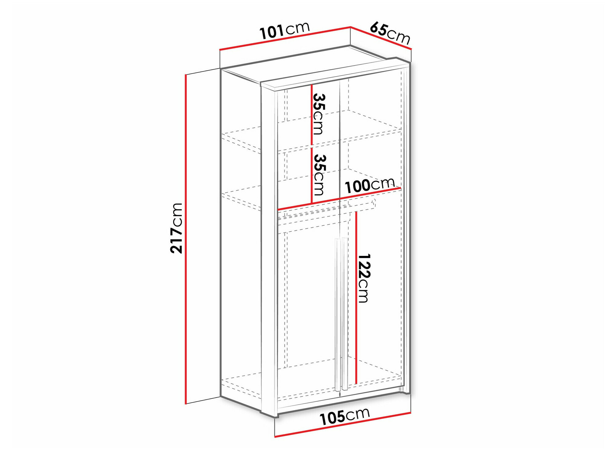 Kledingkast Calcalo 100 (Beige)