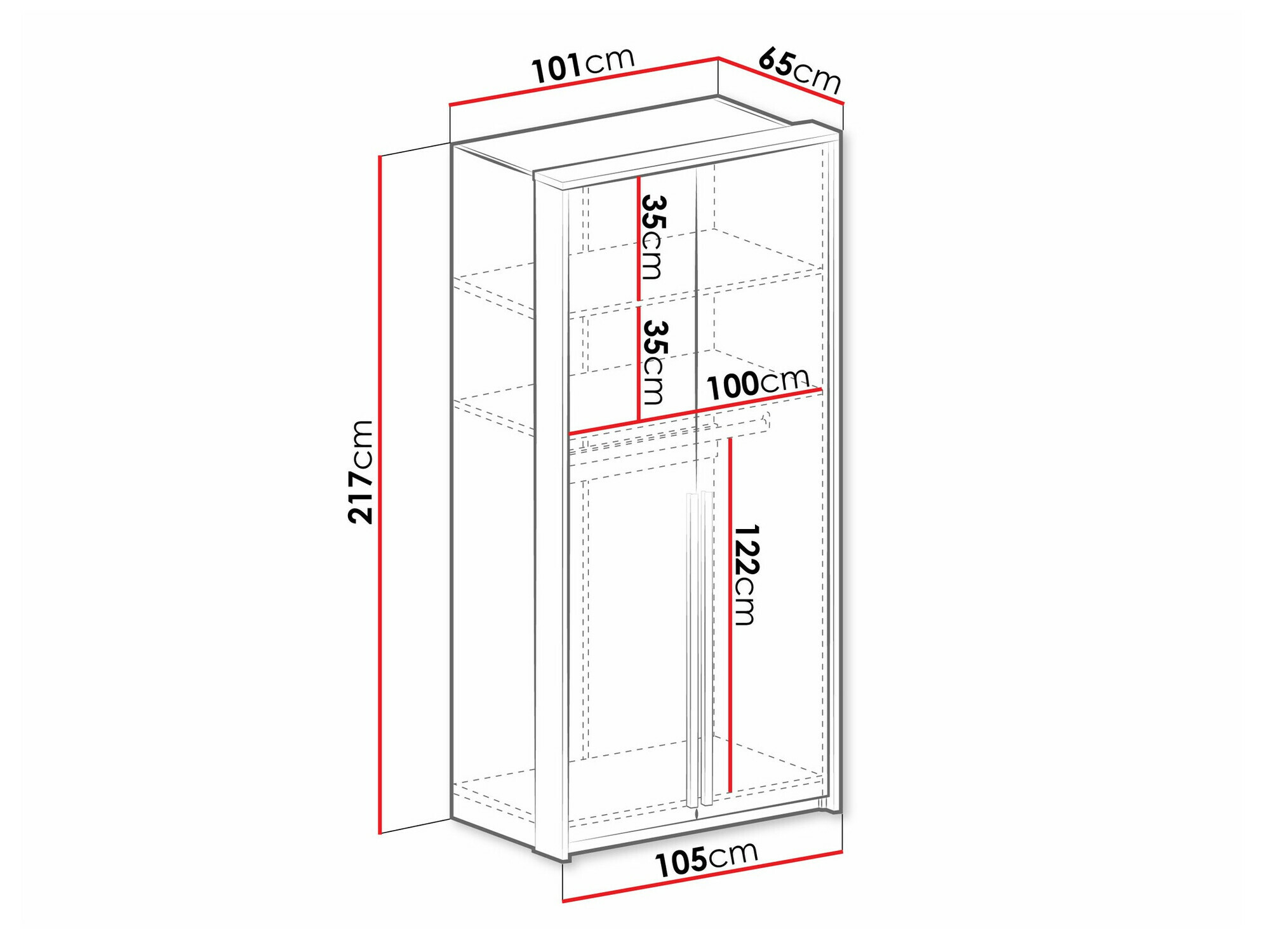 Kledingkast Calcalo 100 (Wit)
