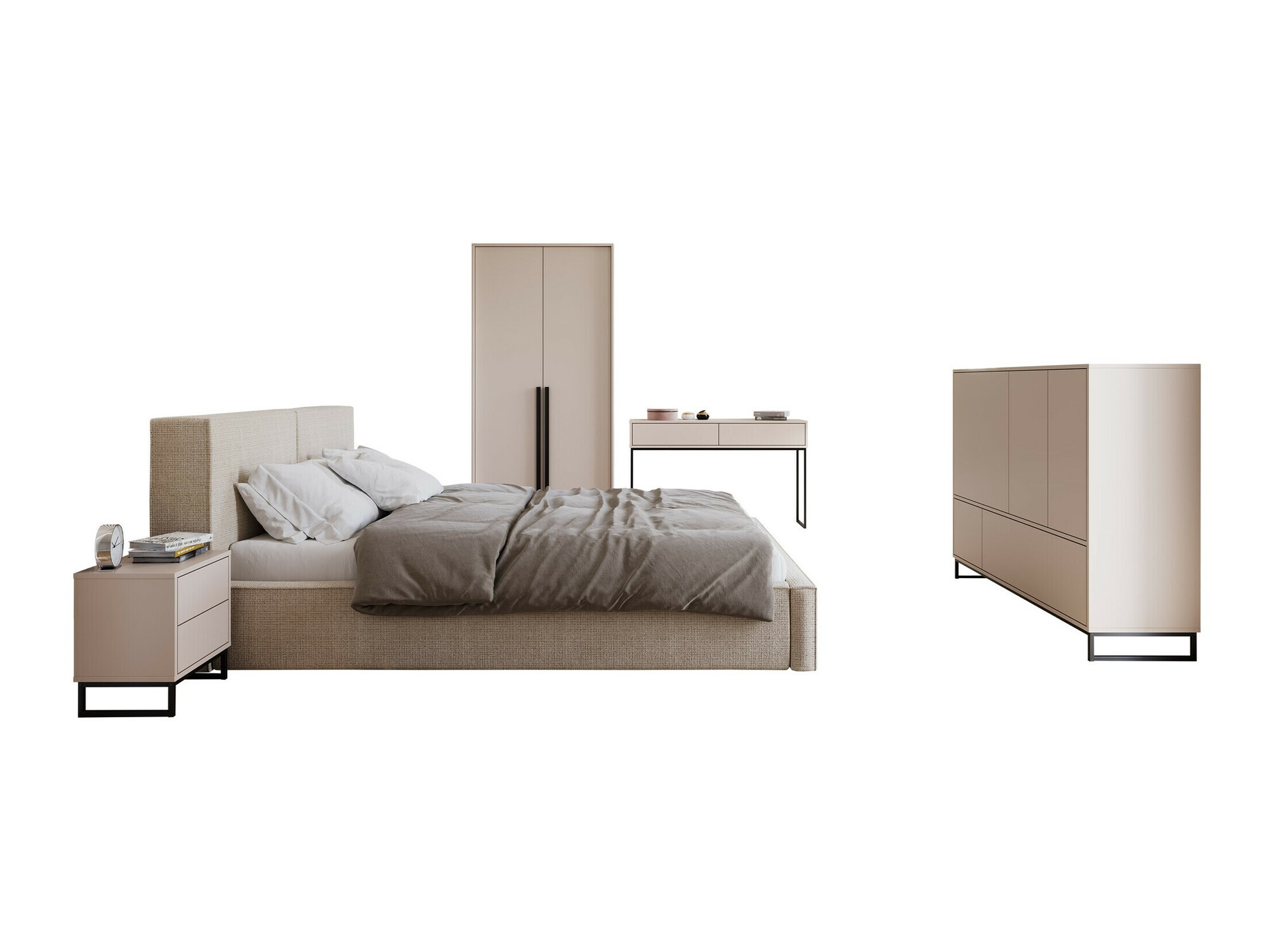 Slaapkamer set Calcalo 110 (Beige)