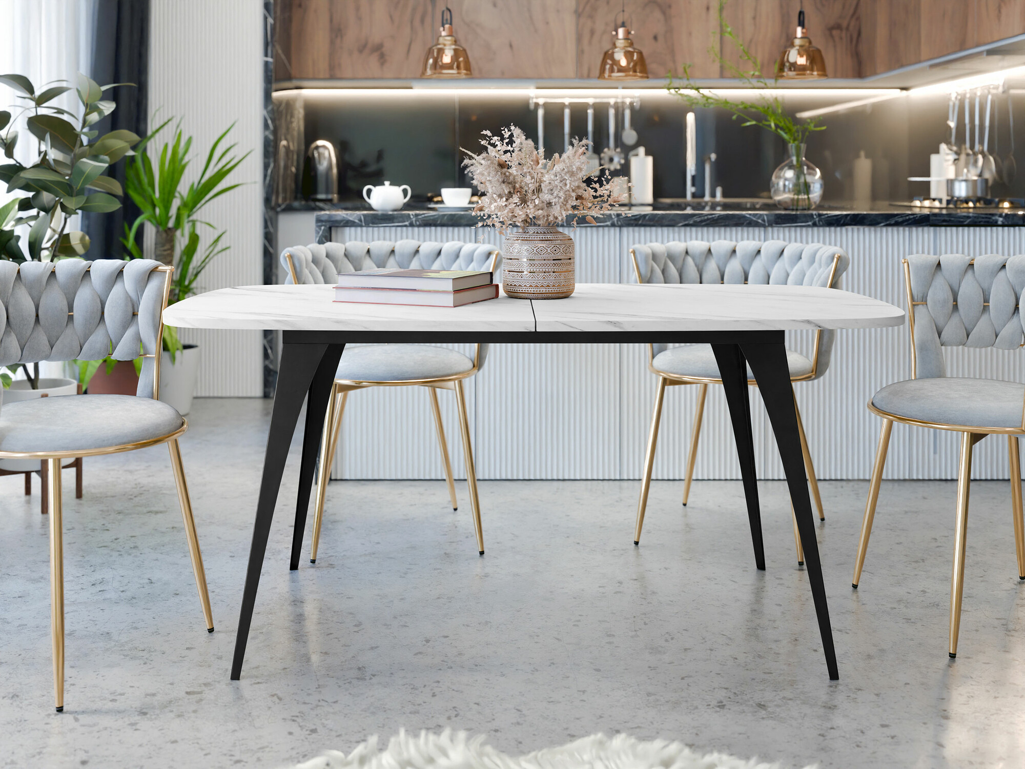 Tafel Oswego 131 (Wit marmer)