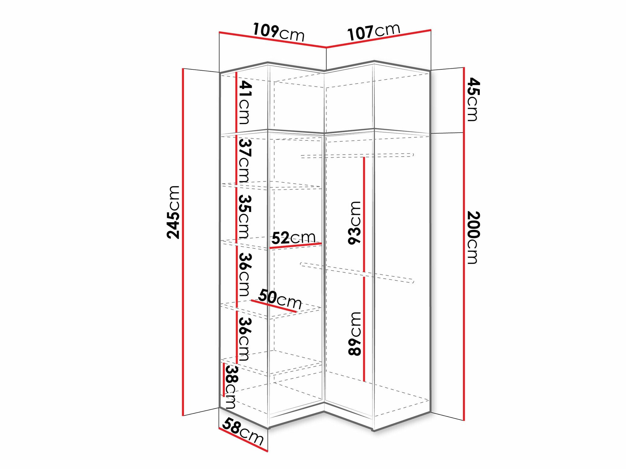 Hoekkledingkast Dortivu 156
