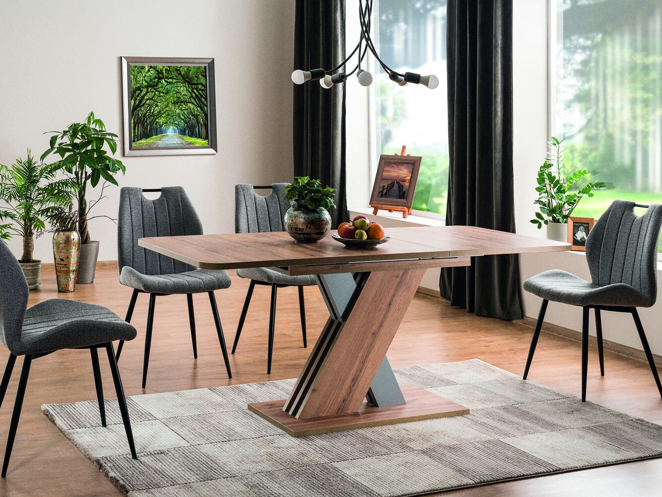 Tafel Detroit 568 (Wotan eik + Grijs)