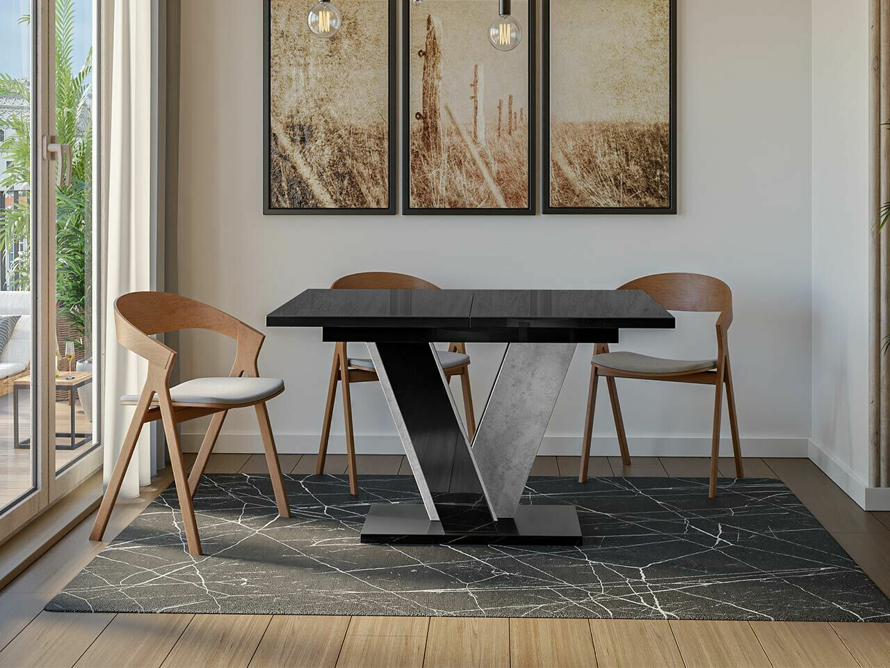 Tafel Goodyear 125 (Glanzend zwart + Beton)