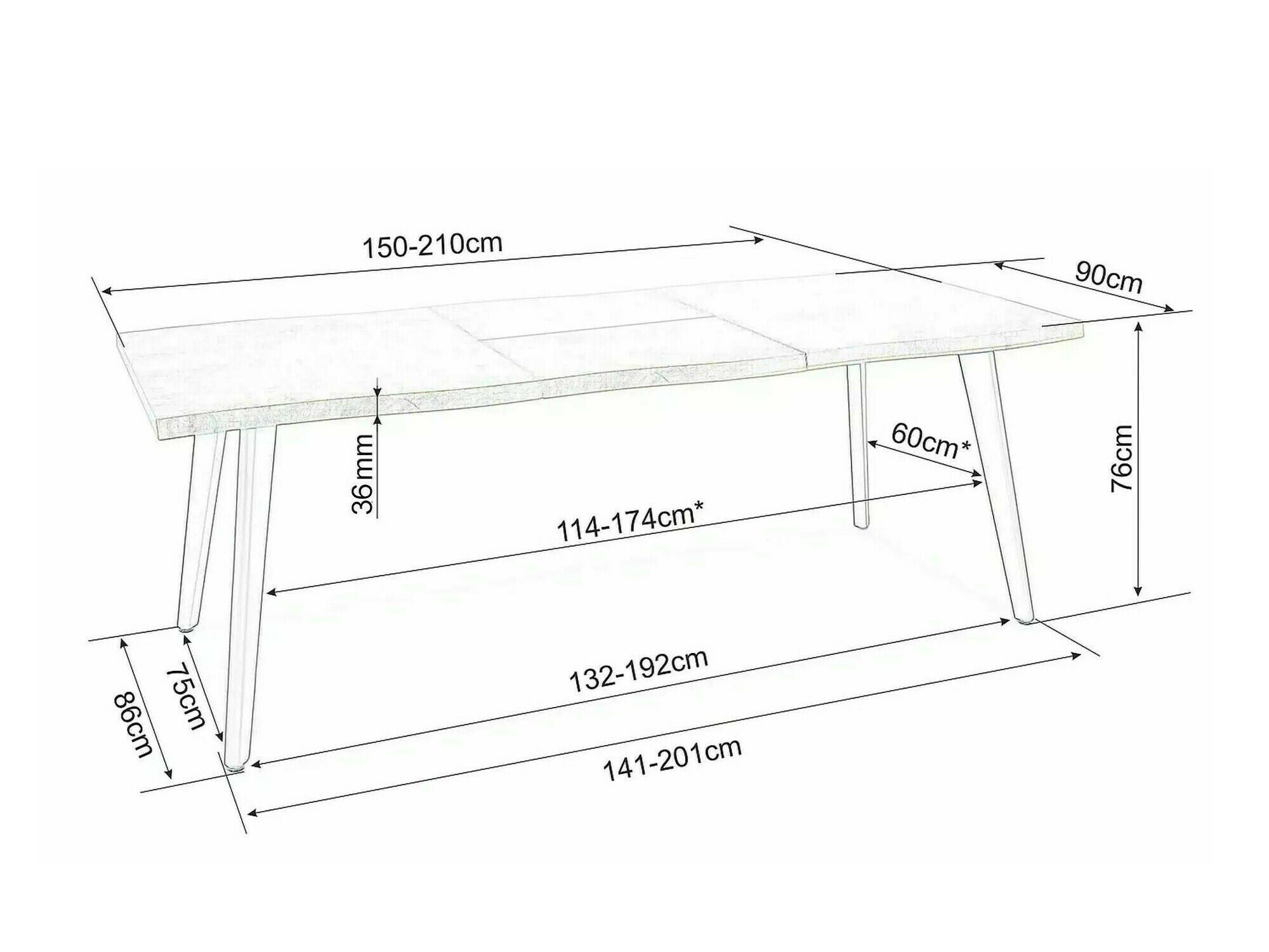 Tafel Detroit 584 (Eiken)