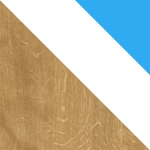 Bed Balvire 113 (Licht eiken + Wit + Turquoise)