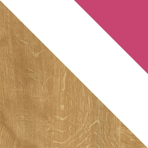 Bureau Balvire 111 (Licht eiken + Wit + Roze)