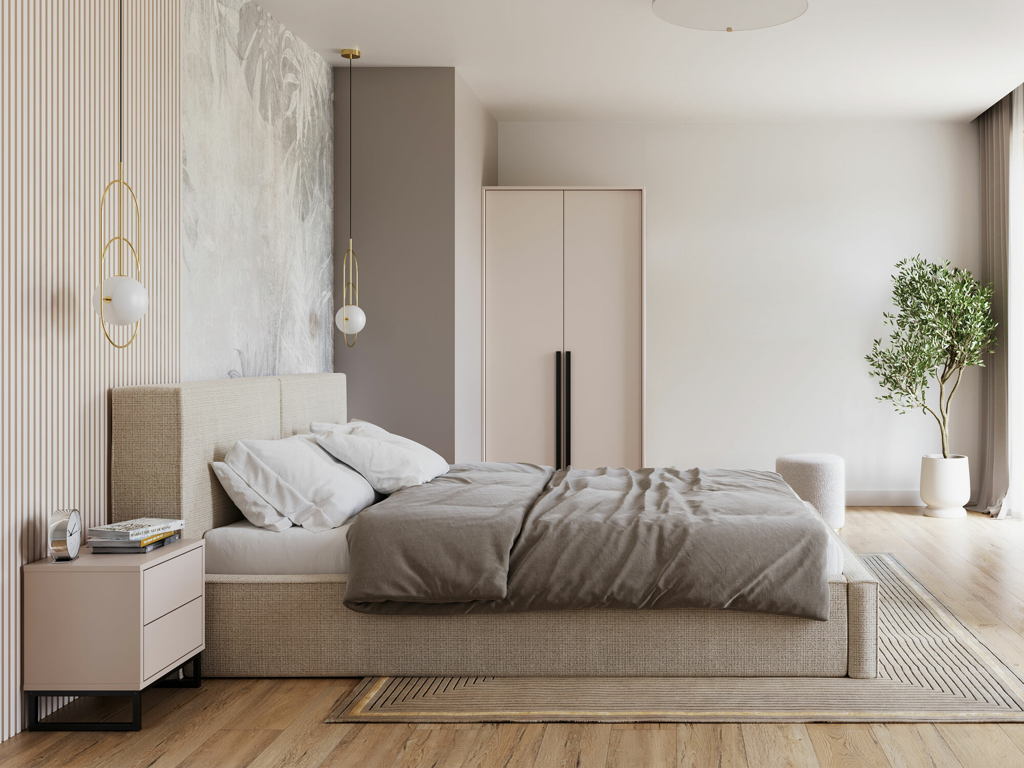 Slaapkamer set Calcalo 111 (Beige)