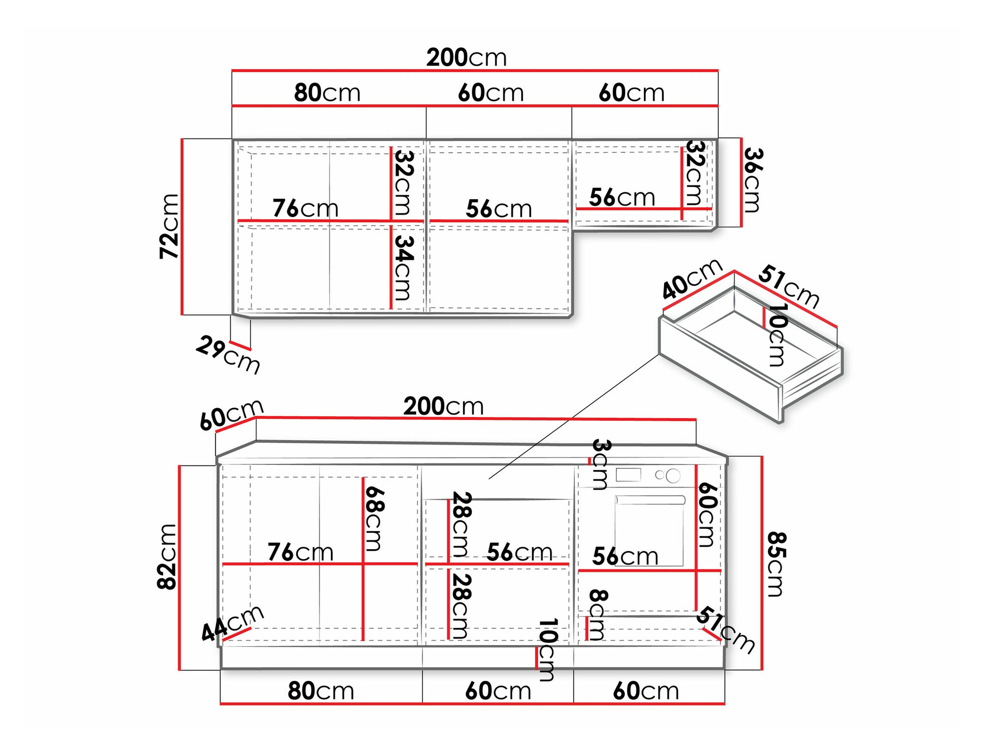 Keukenset Trenton 180 (Lichtgrijs + Artisan eiken)