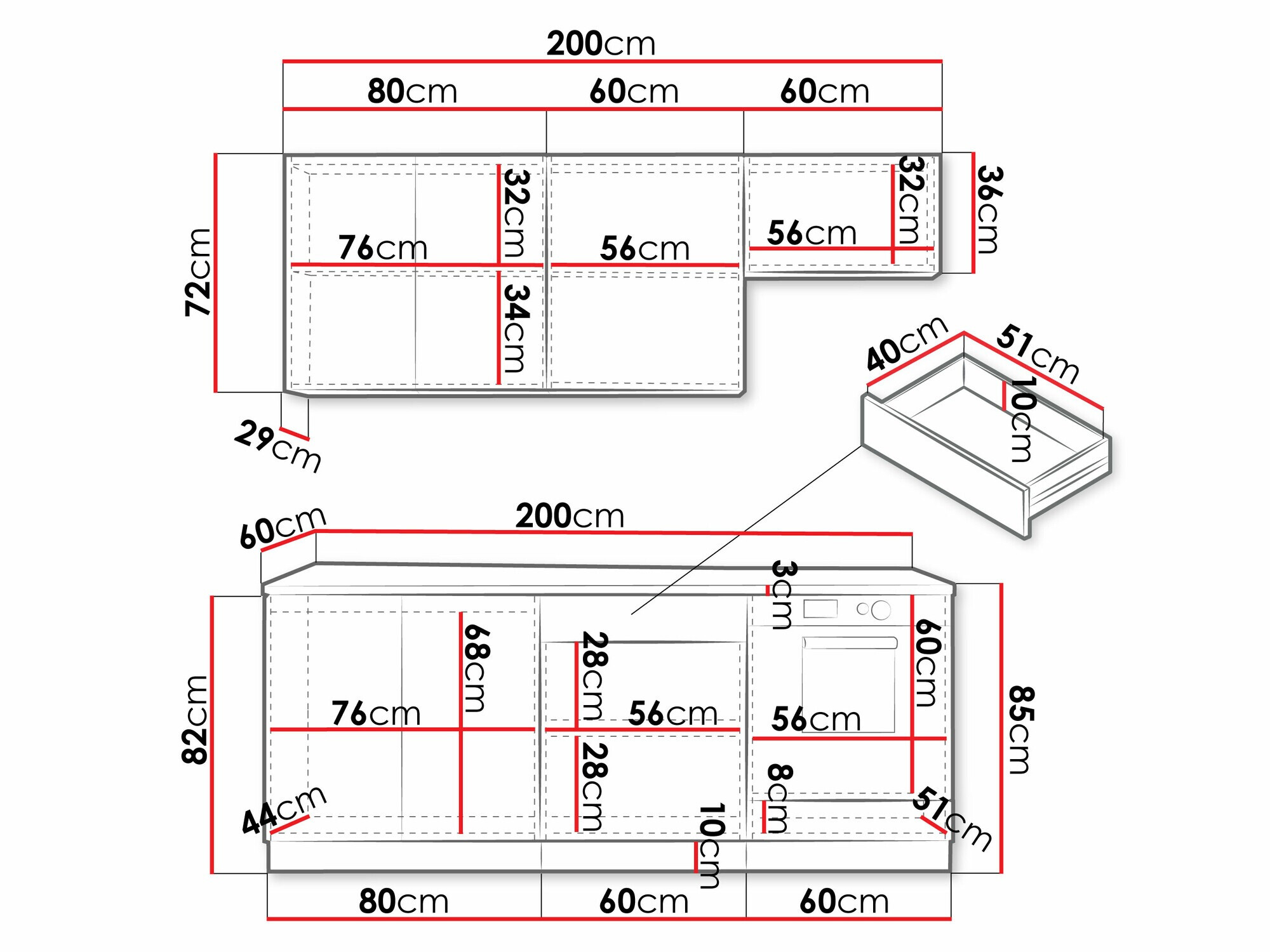 Keukenset Trenton 180 (Lichtgrijs + Artisan eiken)