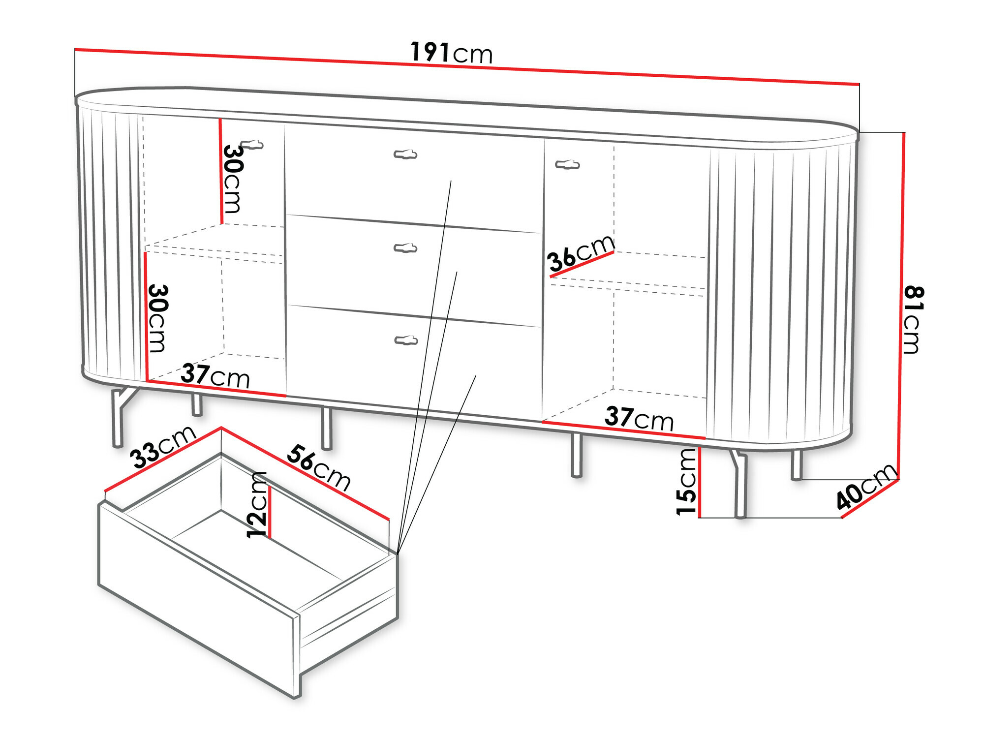 Ladekast Novmono 103 (Zwart)