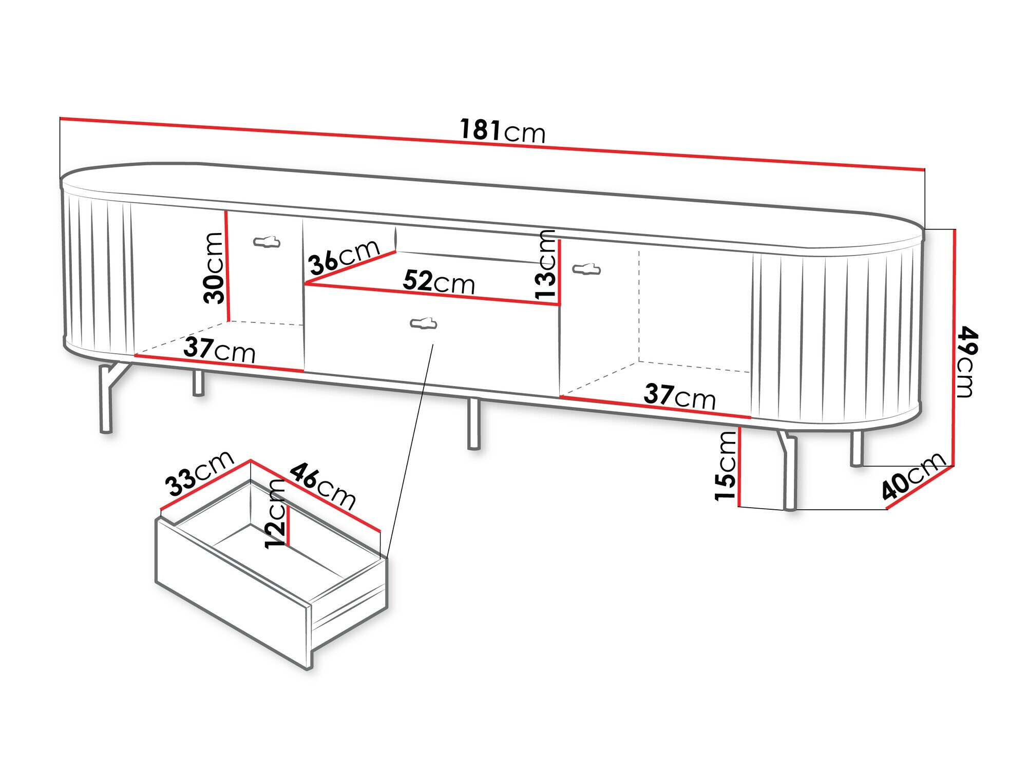TV-meubel Novmono 104 (Zwart)
