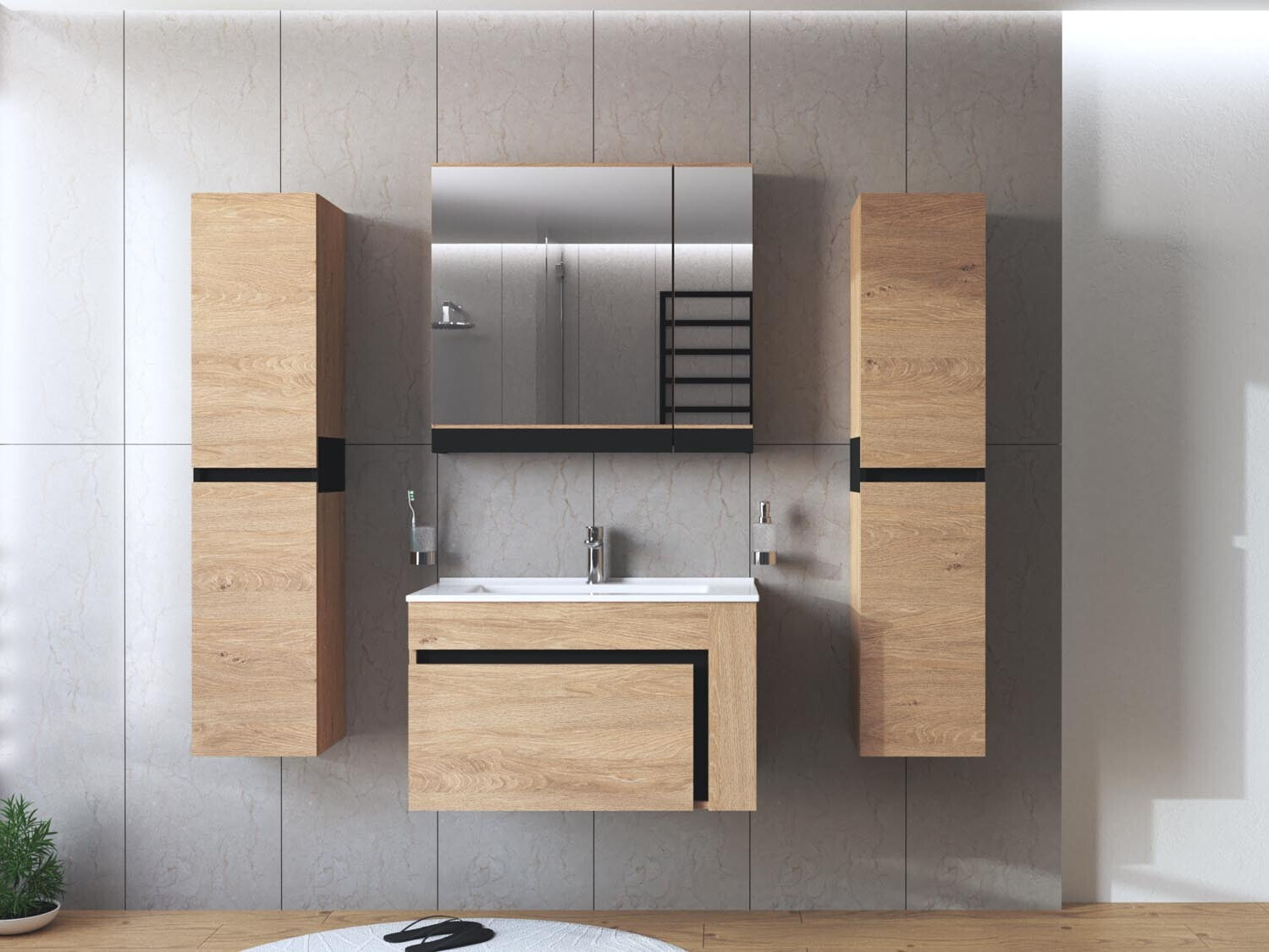 Hangend badkamermeubel voor wastafel Fenetra 102